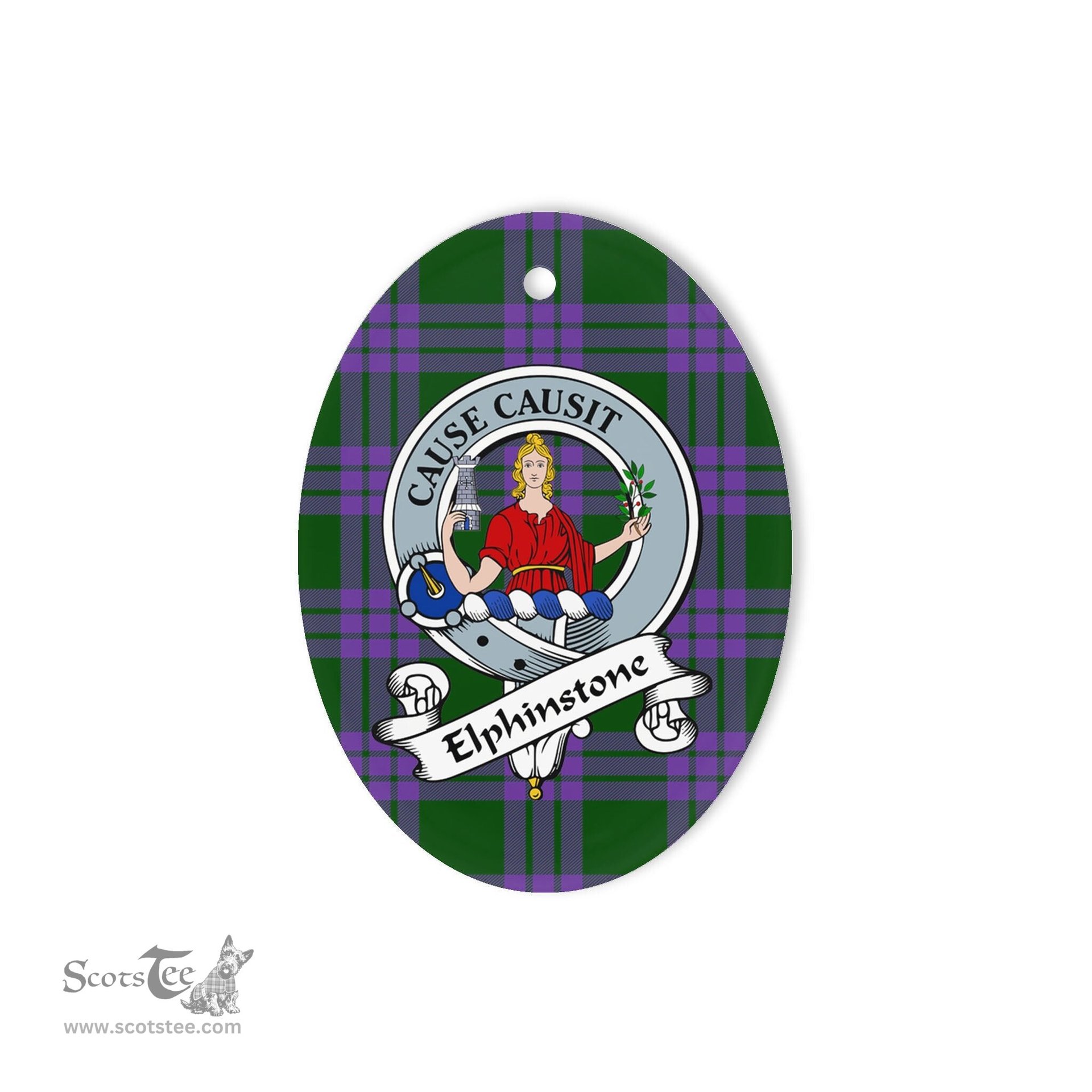Elphinstone Scottish Clan Badge Plaid Ornament Gift. Christmas Tree Ornament Elphinstone Tartan Ornament,  ceramic ornament, personalized christmas ornaments, christmas tree ornaments, christmas door decorations, Plaid Ornament, Tartan Ceramic Ornament