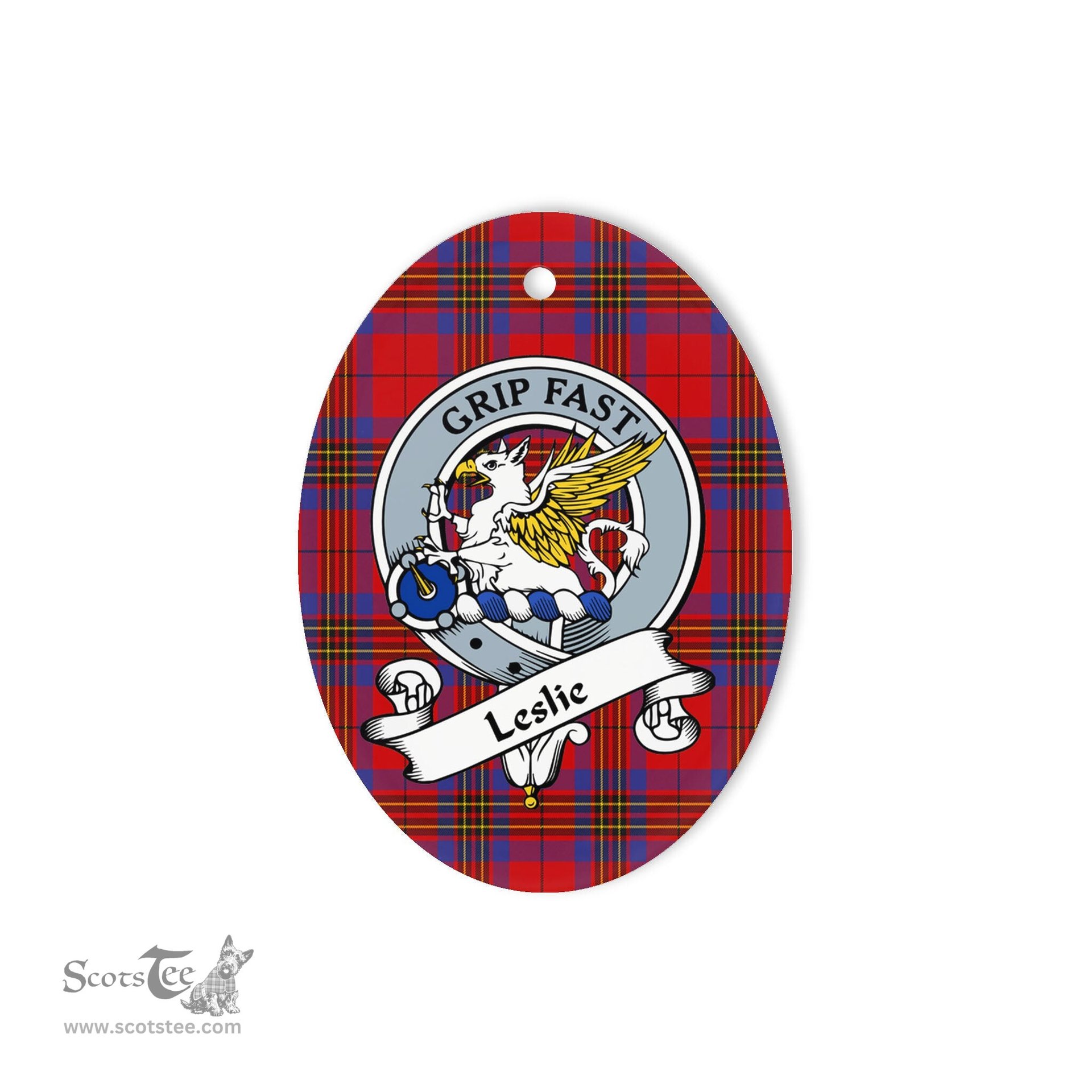 Leslie Earl of Rothes Scottish Clan Badge Plaid Ornament Gift. Christmas Tree Ornament Leslie Earl of Rothes Tartan Ornament,  ceramic ornament, personalized christmas ornaments, christmas tree ornaments, christmas door decorations, Plaid Ornament, Tartan Ceramic Ornament