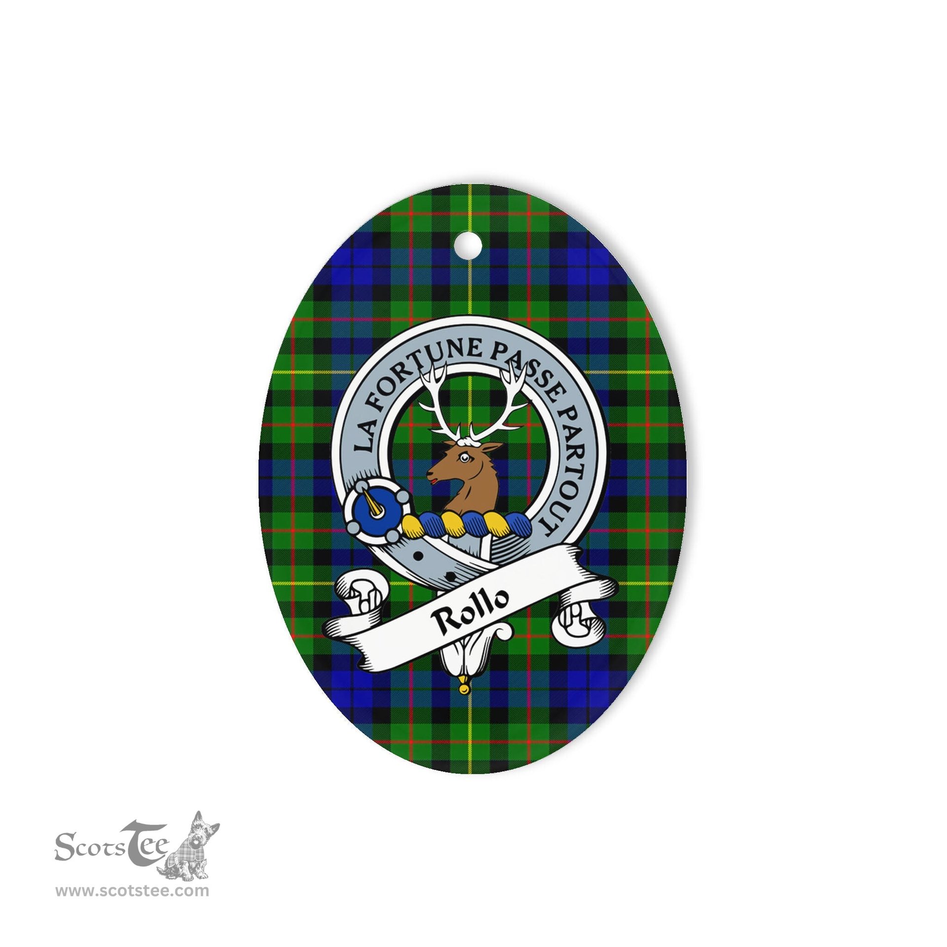 Rollo Scottish Clan Badge Plaid Ornament Gift. Christmas Tree Ornament Rollo Tartan Ornament,  ceramic ornament, personalized christmas ornaments, christmas tree ornaments, christmas door decorations, Plaid Ornament, Tartan Ceramic Ornament