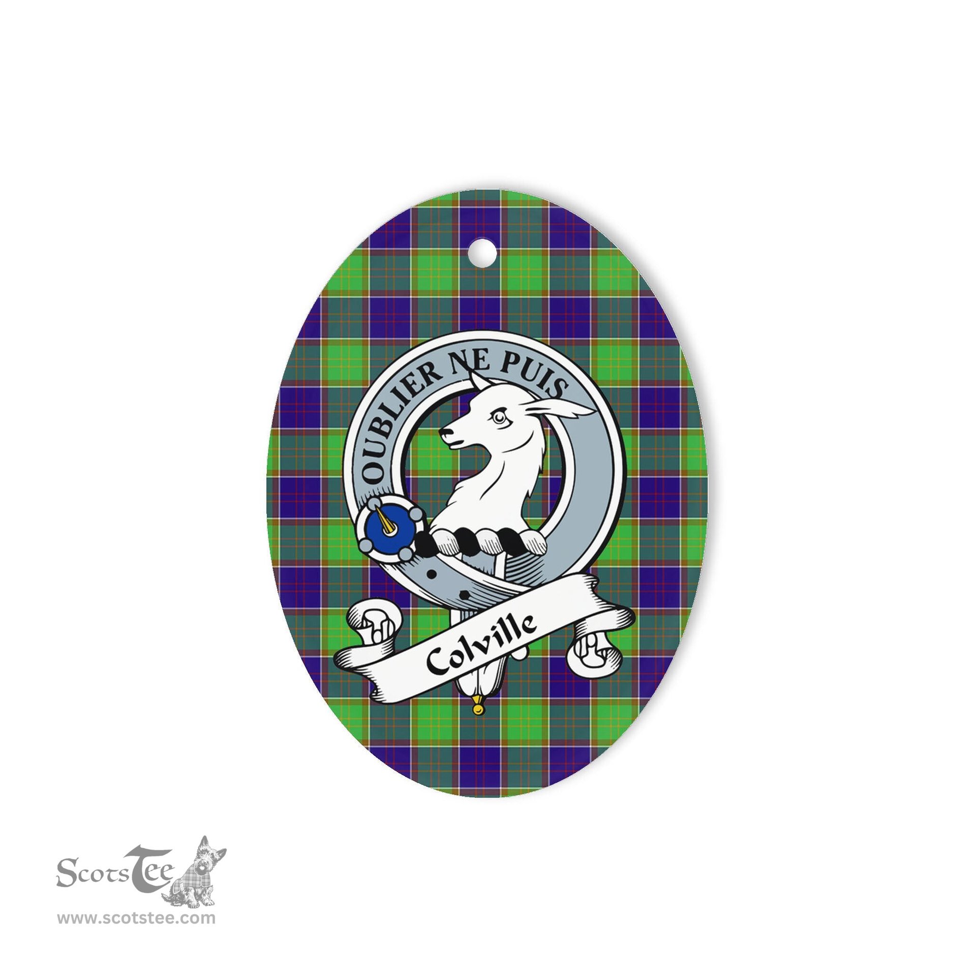 Colville Scottish Clan Badge Plaid Ornament Gift. Christmas Tree Ornament Colville Tartan Ornament,  ceramic ornament, personalized christmas ornaments, christmas tree ornaments, christmas door decorations, Plaid Ornament, Tartan Ceramic Ornament