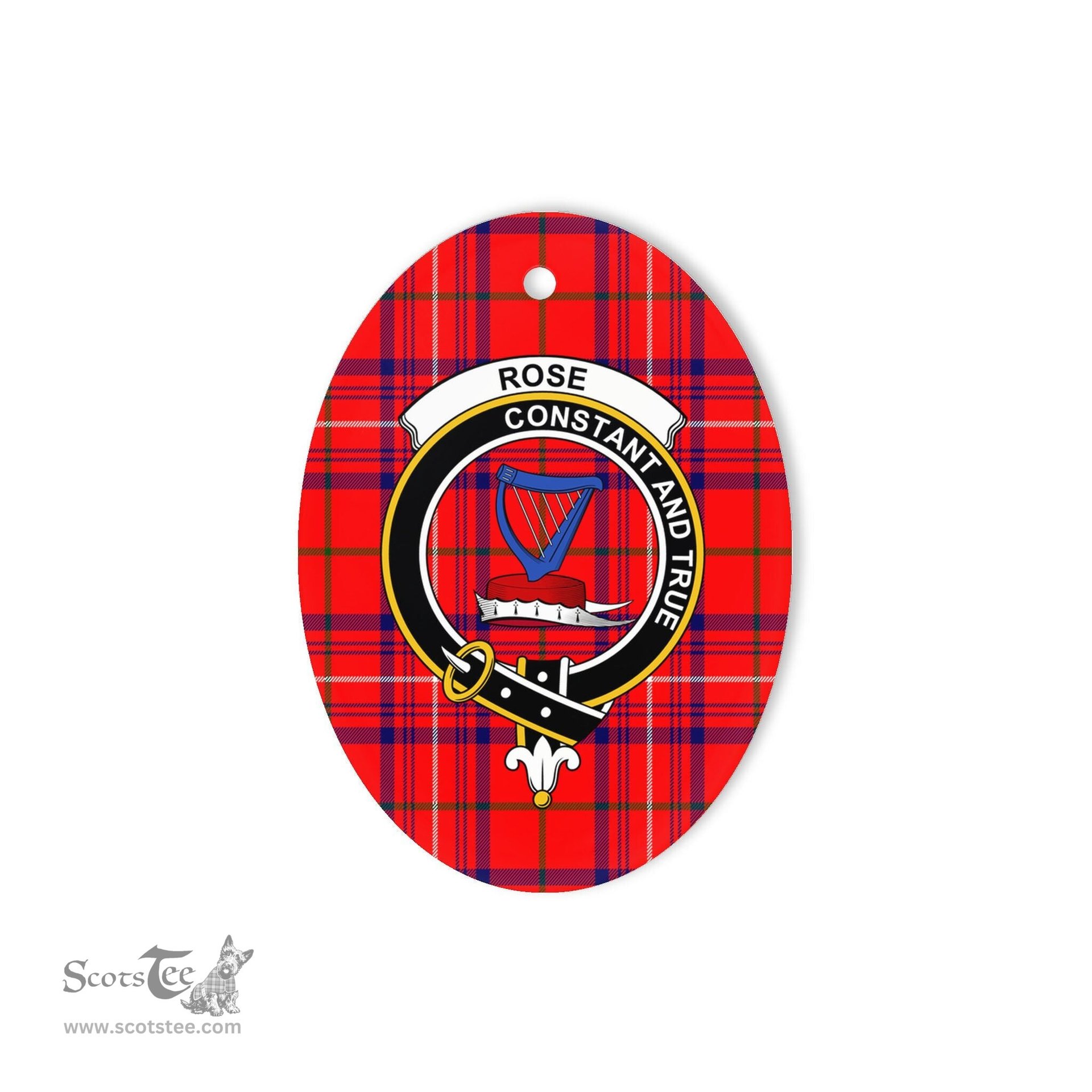 Rose Scottish Clan Plaid Ornament Gift. Christmas Tree Ornament Rose Clan Tartan Ornament,  ceramic ornament, personalized christmas ornaments, christmas tree ornaments, christmas door decorations, Plaid Ornament, Tartan Ceramic Ornament