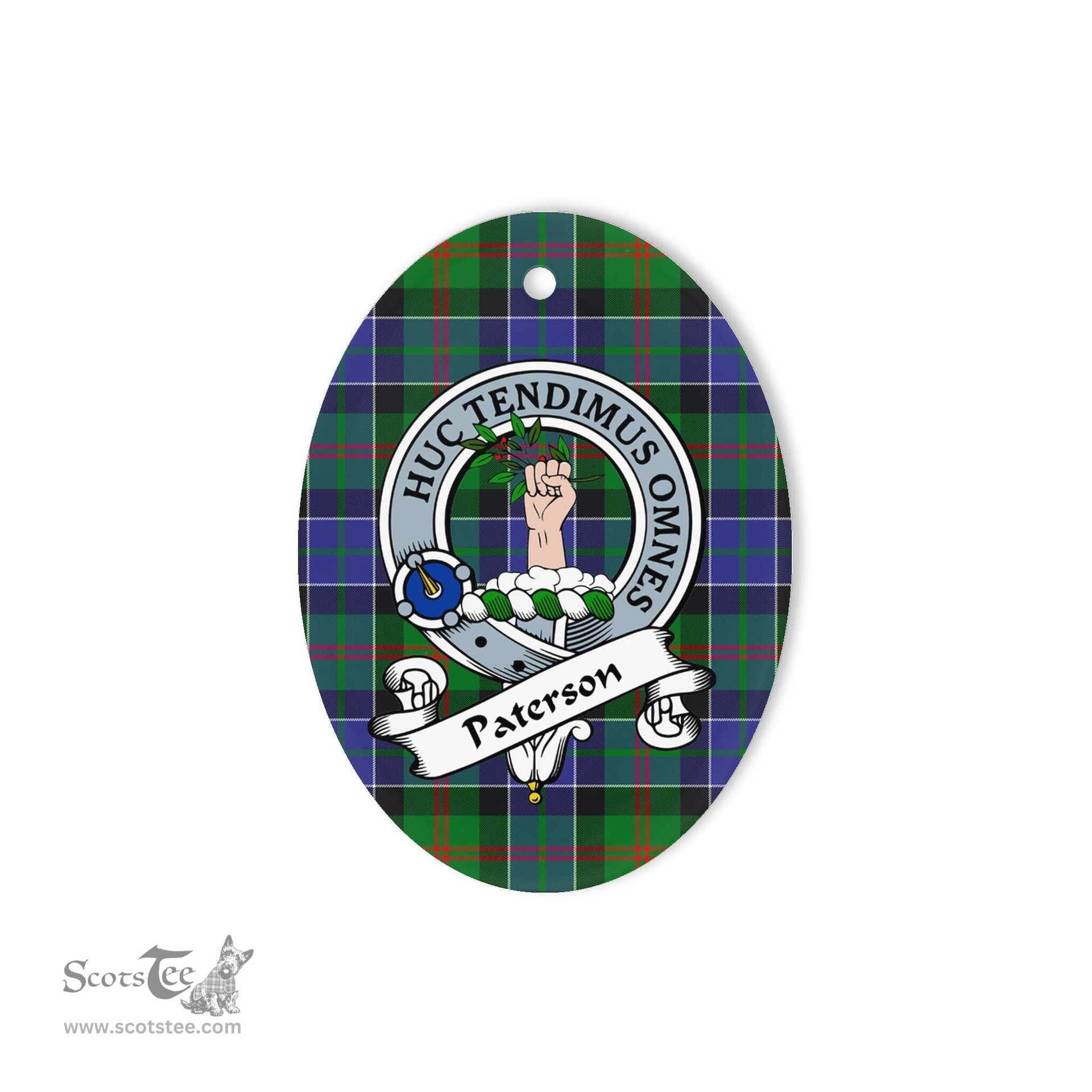 Paterson Scottish Clan Badge Plaid Ornament Gift. Christmas Tree Ornament Paterson Tartan Ornament,  ceramic ornament, personalized christmas ornaments, christmas tree ornaments, christmas door decorations, Plaid Ornament, Tartan Ceramic Ornament