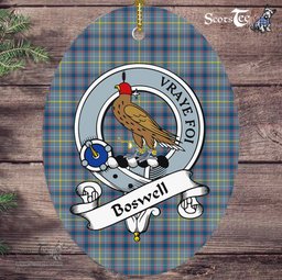 Boswell Scottish Clan Badge Plaid Ornament Gift. Christmas Tree Ornament Boswell Tartan Ornament,  ceramic ornament, personalized christmas ornaments, christmas tree ornaments, christmas door decorations, Plaid Ornament, Tartan Ceramic Ornament