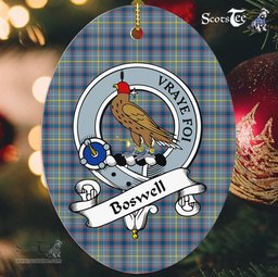 Boswell Scottish Clan Badge Plaid Ornament Gift. Christmas Tree Ornament Boswell Tartan Ornament,  ceramic ornament, personalized christmas ornaments, christmas tree ornaments, christmas door decorations, Plaid Ornament, Tartan Ceramic Ornament