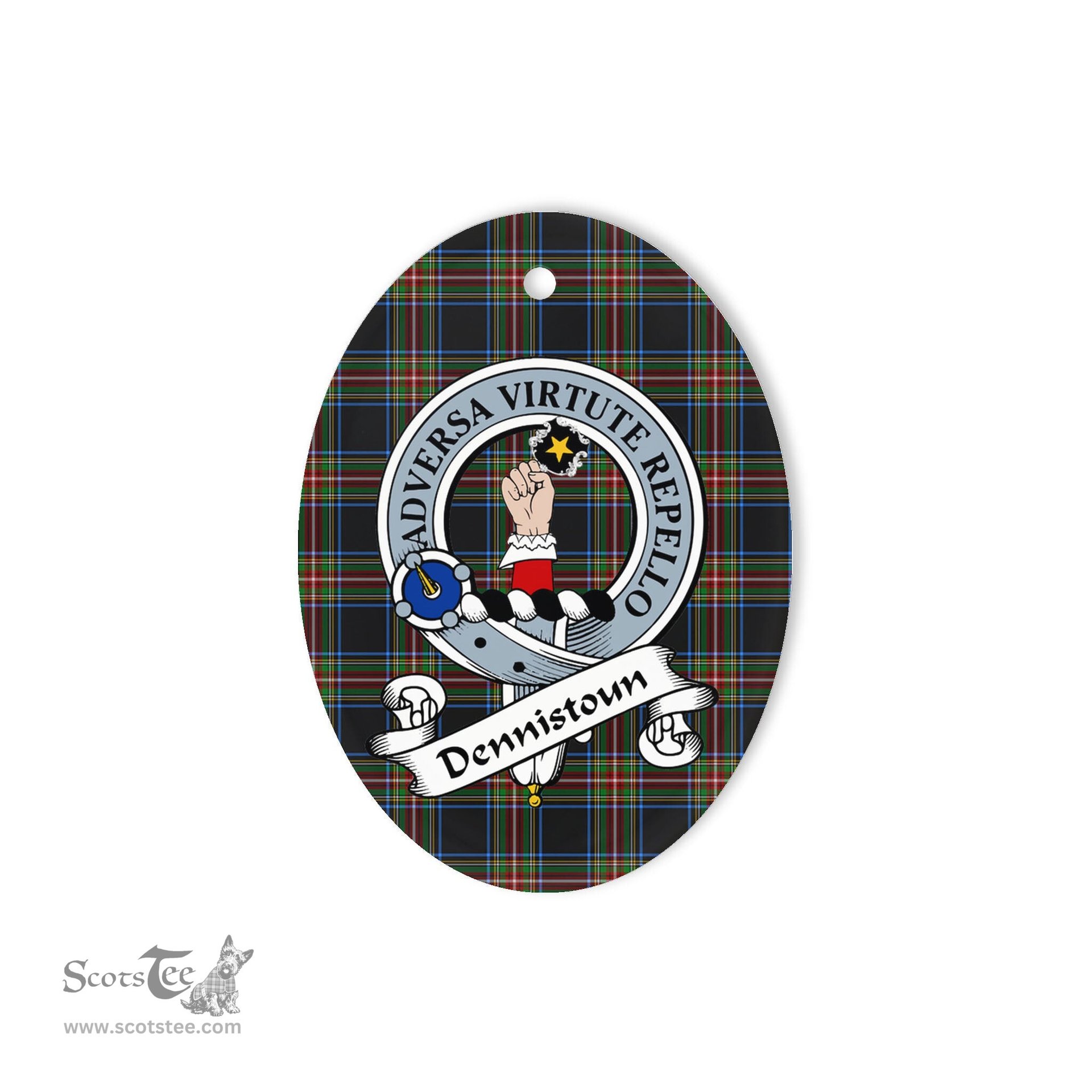 Dennistoun Scottish Clan Badge Plaid Ornament Gift. Christmas Tree Ornament Dennistoun Tartan Ornament,  ceramic ornament, personalized christmas ornaments, christmas tree ornaments, christmas door decorations, Plaid Ornament, Tartan Ceramic Ornament