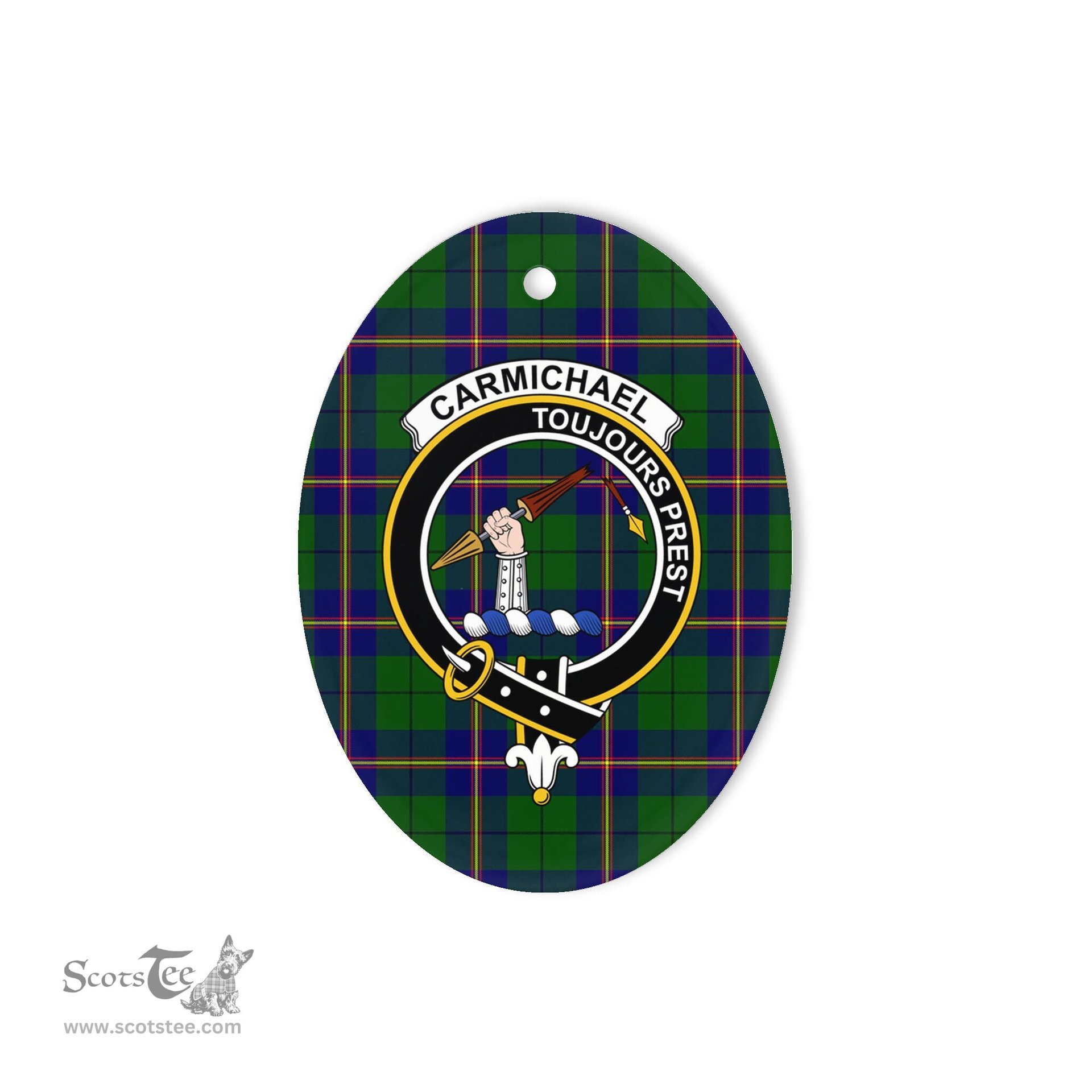 Carmichael Scottish Clan Plaid Ornament Gift. Christmas Tree Ornament Carmichael Clan Tartan Ornament,  ceramic ornament, personalized christmas ornaments, christmas tree ornaments, christmas door decorations, Plaid Ornament, Tartan Ceramic Ornament