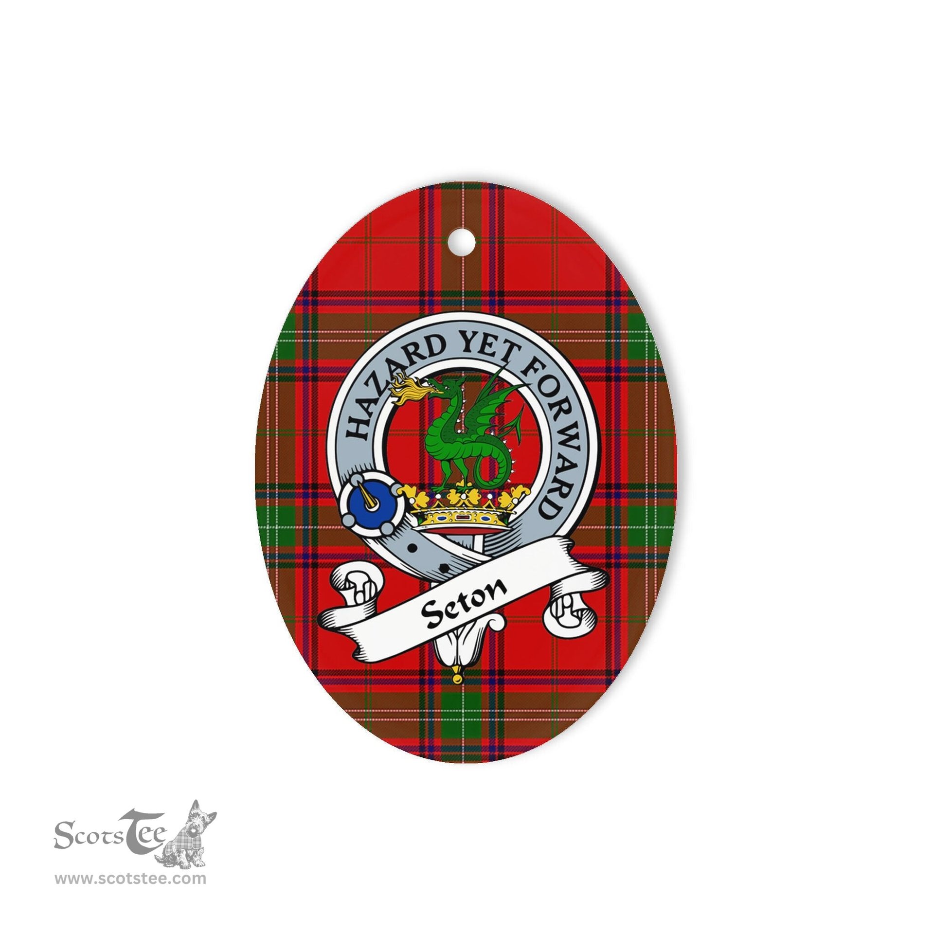 Seton Scottish Clan Badge Plaid Ornament Gift. Christmas Tree Ornament Seton Tartan Ornament,  ceramic ornament, personalized christmas ornaments, christmas tree ornaments, christmas door decorations, Plaid Ornament, Tartan Ceramic Ornament