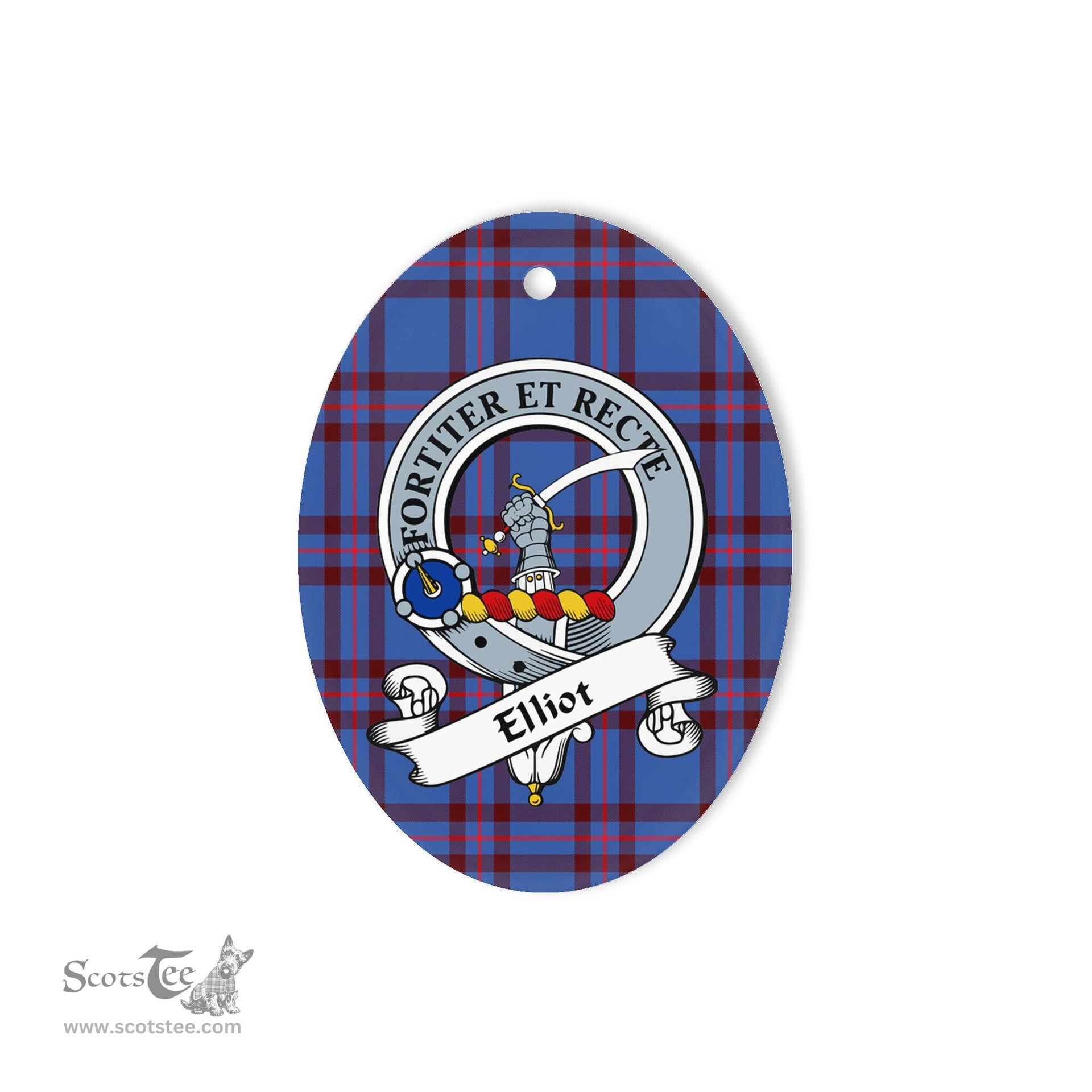 Elliot Scottish Clan Badge Plaid Ornament Gift. Christmas Tree Ornament Elliot Tartan Ornament,  ceramic ornament, personalized christmas ornaments, christmas tree ornaments, christmas door decorations, Plaid Ornament, Tartan Ceramic Ornament