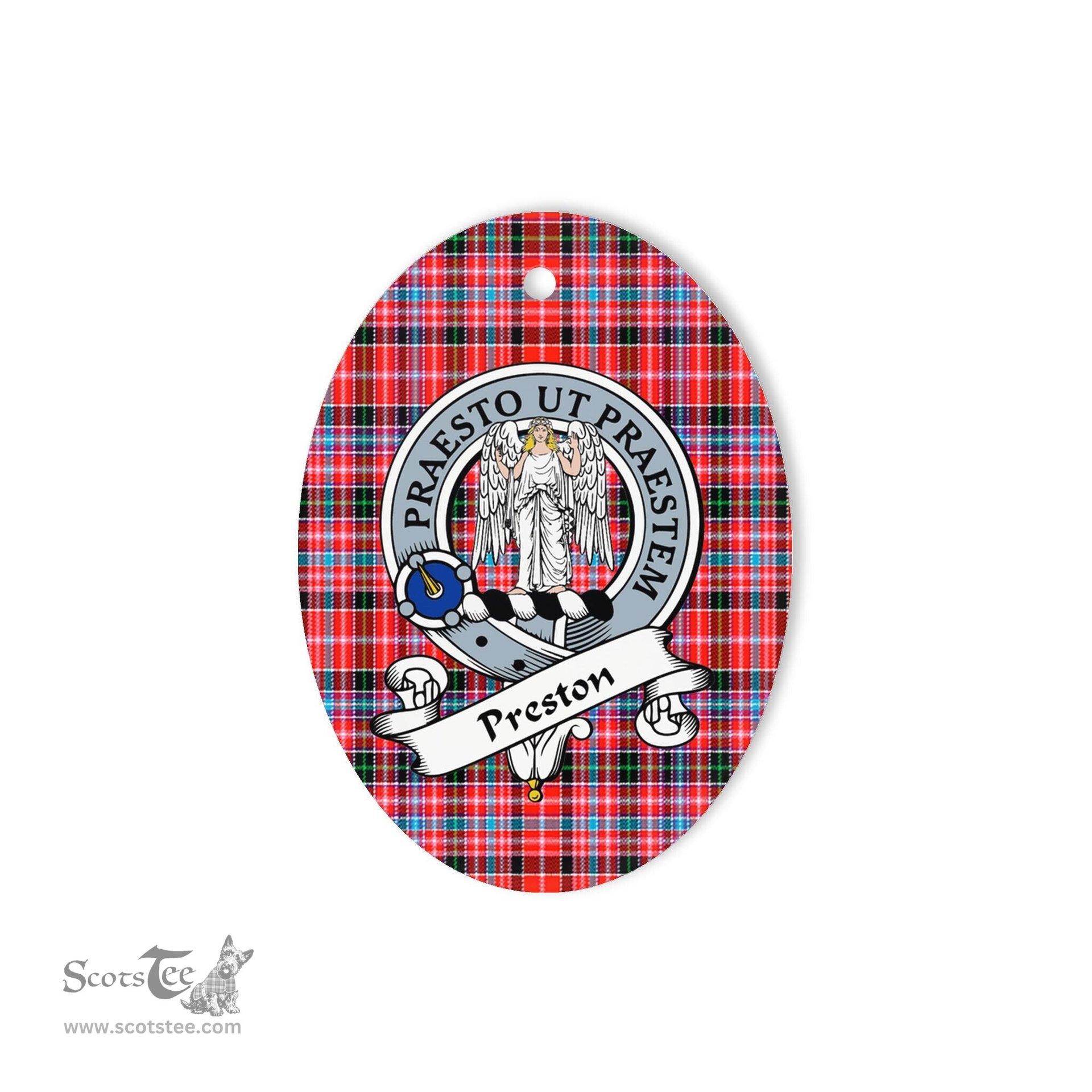 Preston Scottish Clan Badge Plaid Ornament Gift. Christmas Tree Ornament Preston Tartan Ornament,  ceramic ornament, personalized christmas ornaments, christmas tree ornaments, christmas door decorations, Plaid Ornament, Tartan Ceramic Ornament