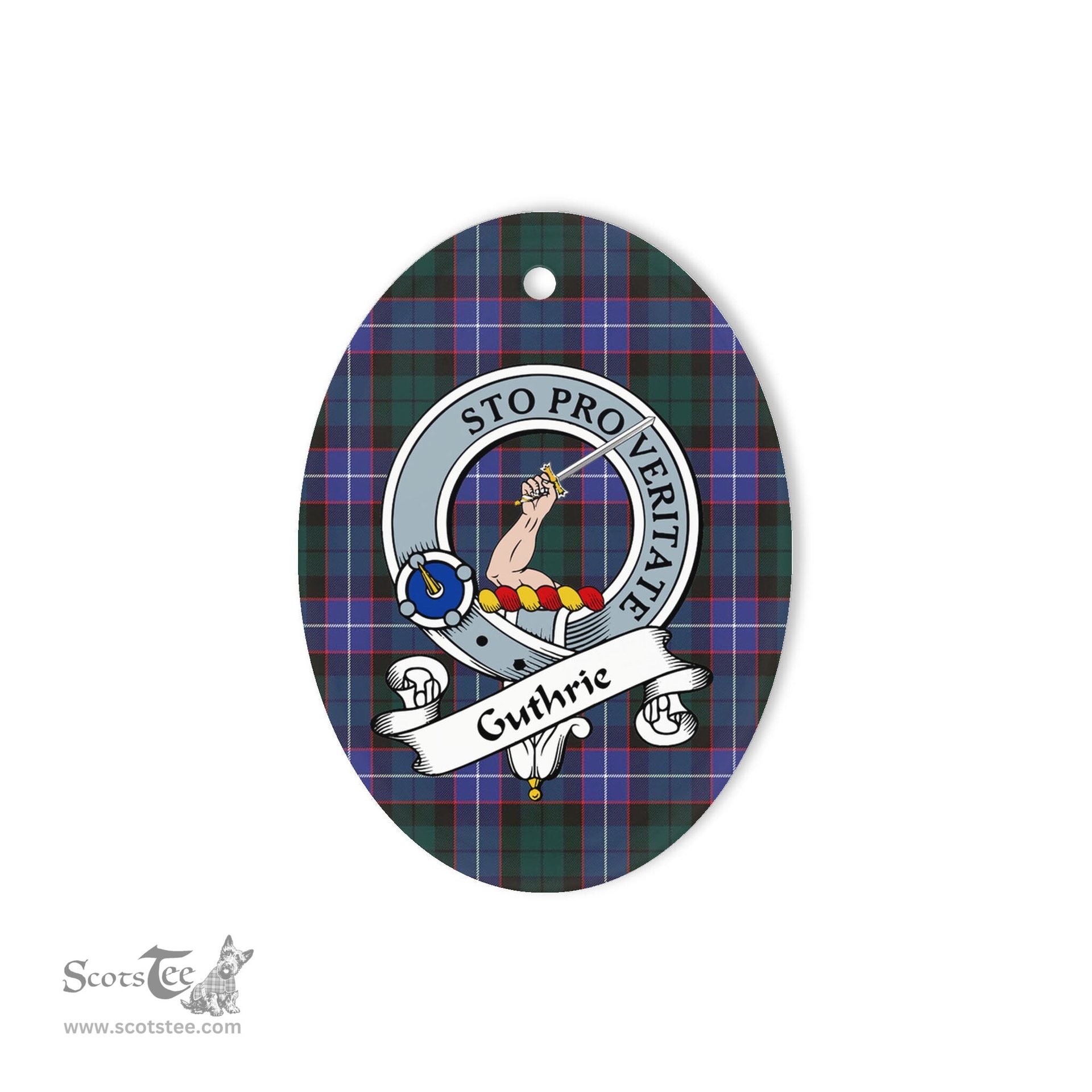 Guthrie Scottish Clan Badge Plaid Ornament Gift. Christmas Tree Ornament Guthrie Tartan Ornament,  ceramic ornament, personalized christmas ornaments, christmas tree ornaments, christmas door decorations, Plaid Ornament, Tartan Ceramic Ornament