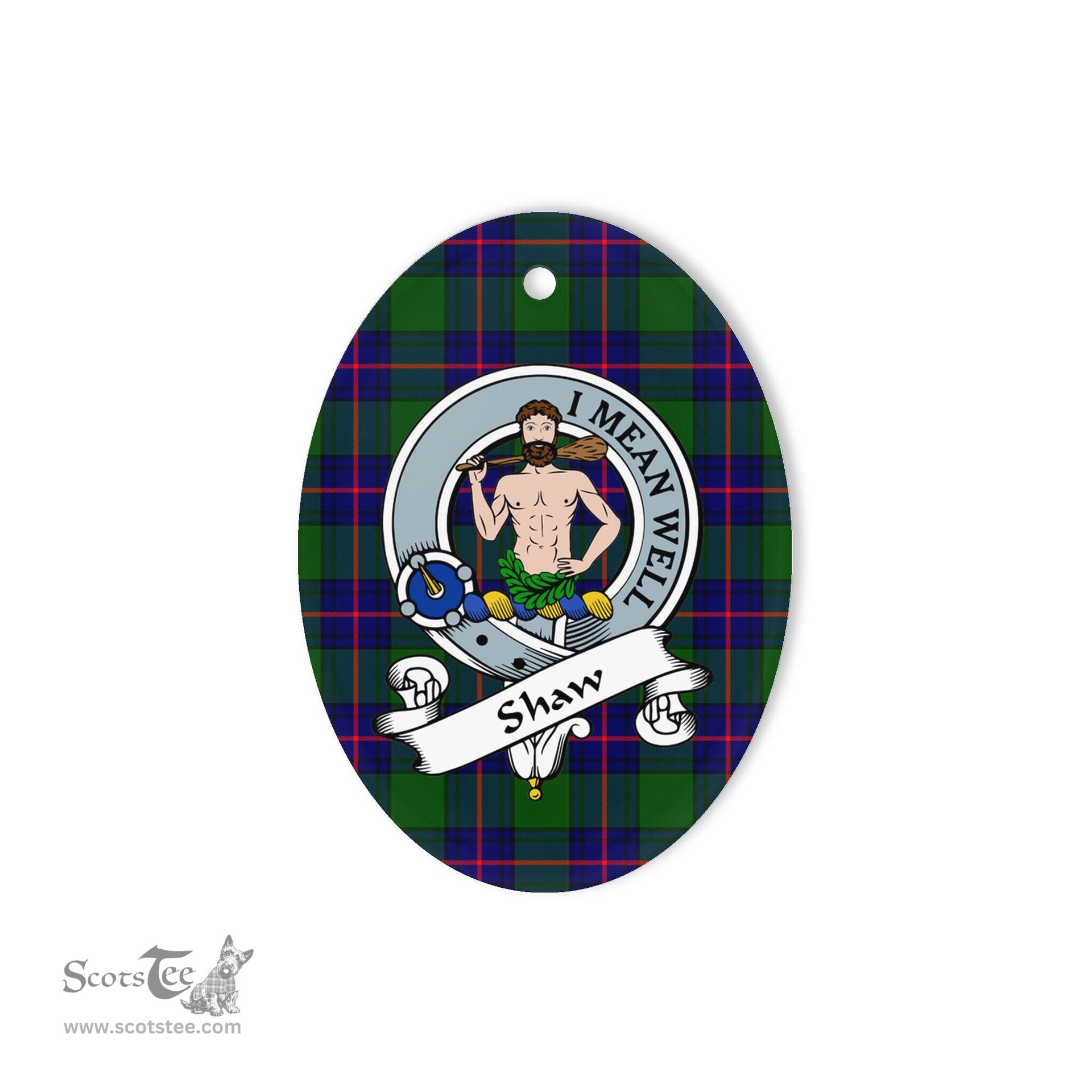 Shaw Of Sauchie Scottish Clan Badge Plaid Ornament Gift. Christmas Tree Ornament Shaw Of Sauchie Tartan Ornament,  ceramic ornament, personalized christmas ornaments, christmas tree ornaments, christmas door decorations, Plaid Ornament, Tartan Ceramic Ornament