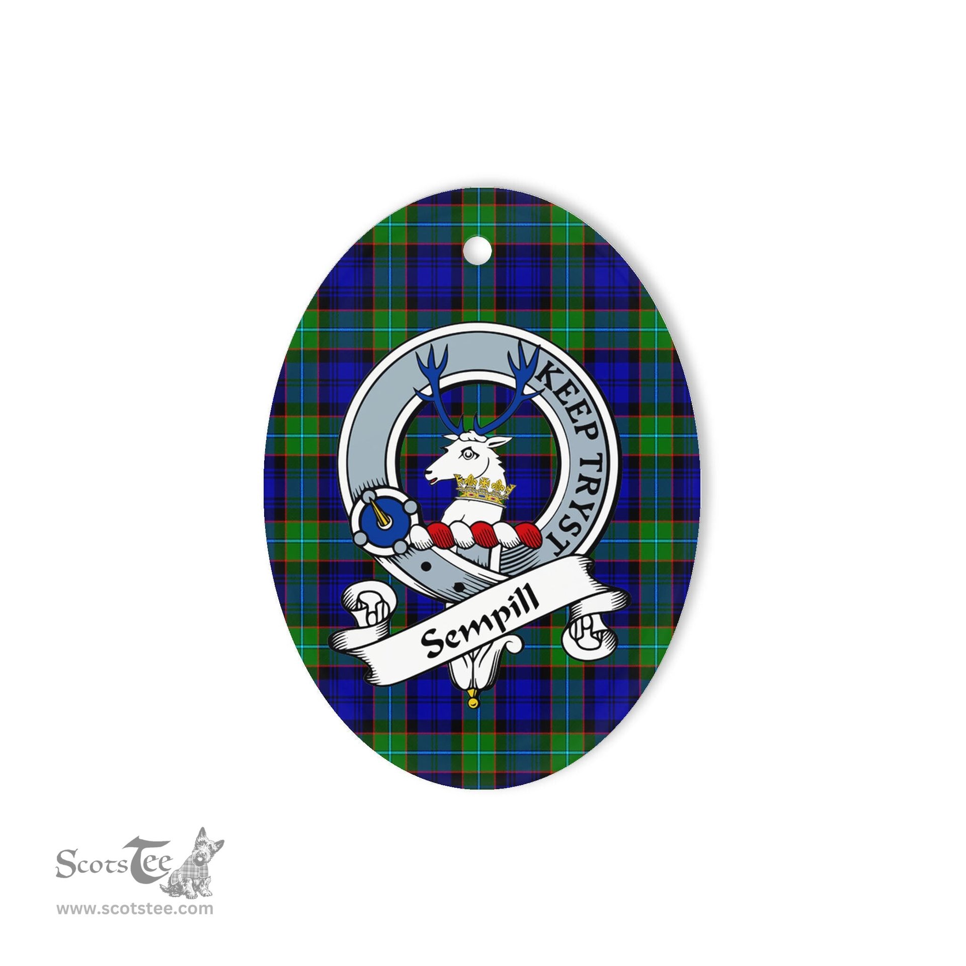 Sempill Scottish Clan Badge Plaid Ornament Gift. Christmas Tree Ornament Sempill Tartan Ornament,  ceramic ornament, personalized christmas ornaments, christmas tree ornaments, christmas door decorations, Plaid Ornament, Tartan Ceramic Ornament
