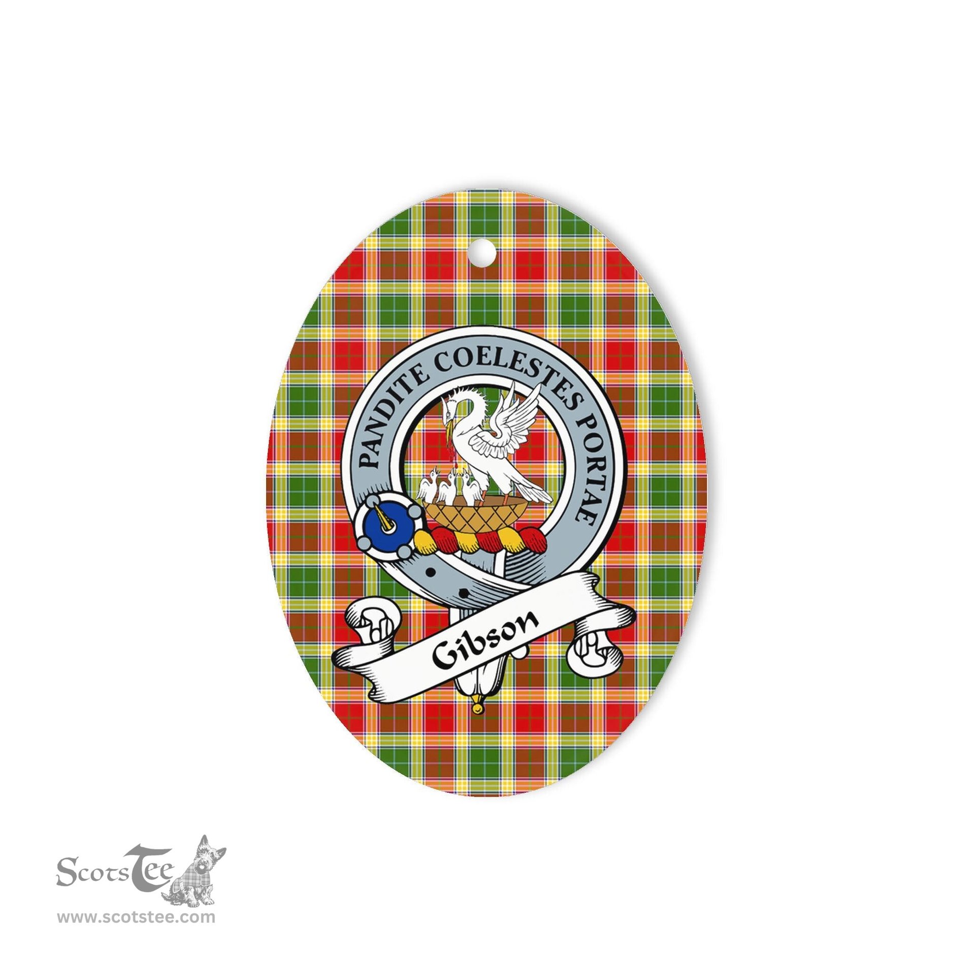 Gibson Scottish Clan Badge Plaid Ornament Gift. Christmas Tree Ornament Gibson Tartan Ornament,  ceramic ornament, personalized christmas ornaments, christmas tree ornaments, christmas door decorations, Plaid Ornament, Tartan Ceramic Ornament