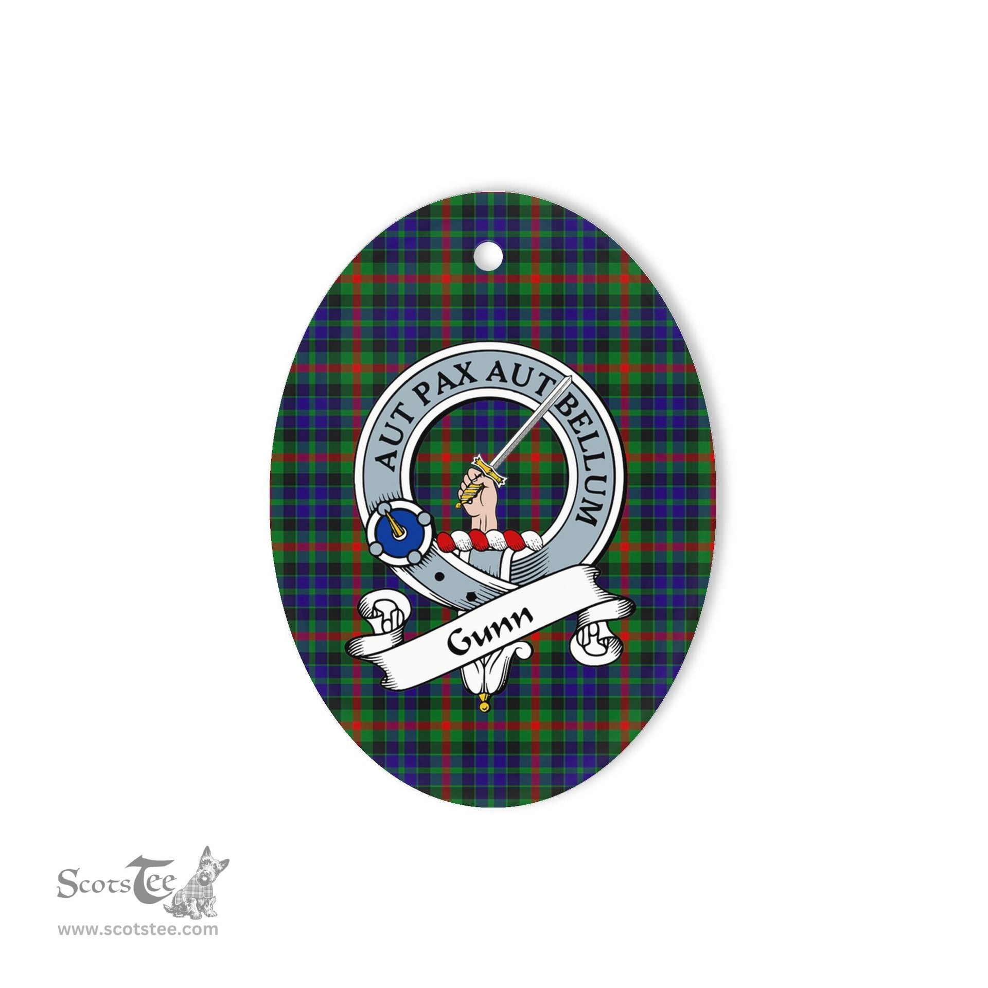 Gunn Scottish Clan Badge Plaid Ornament Gift. Christmas Tree Ornament Gunn Tartan Ornament,  ceramic ornament, personalized christmas ornaments, christmas tree ornaments, christmas door decorations, Plaid Ornament, Tartan Ceramic Ornament