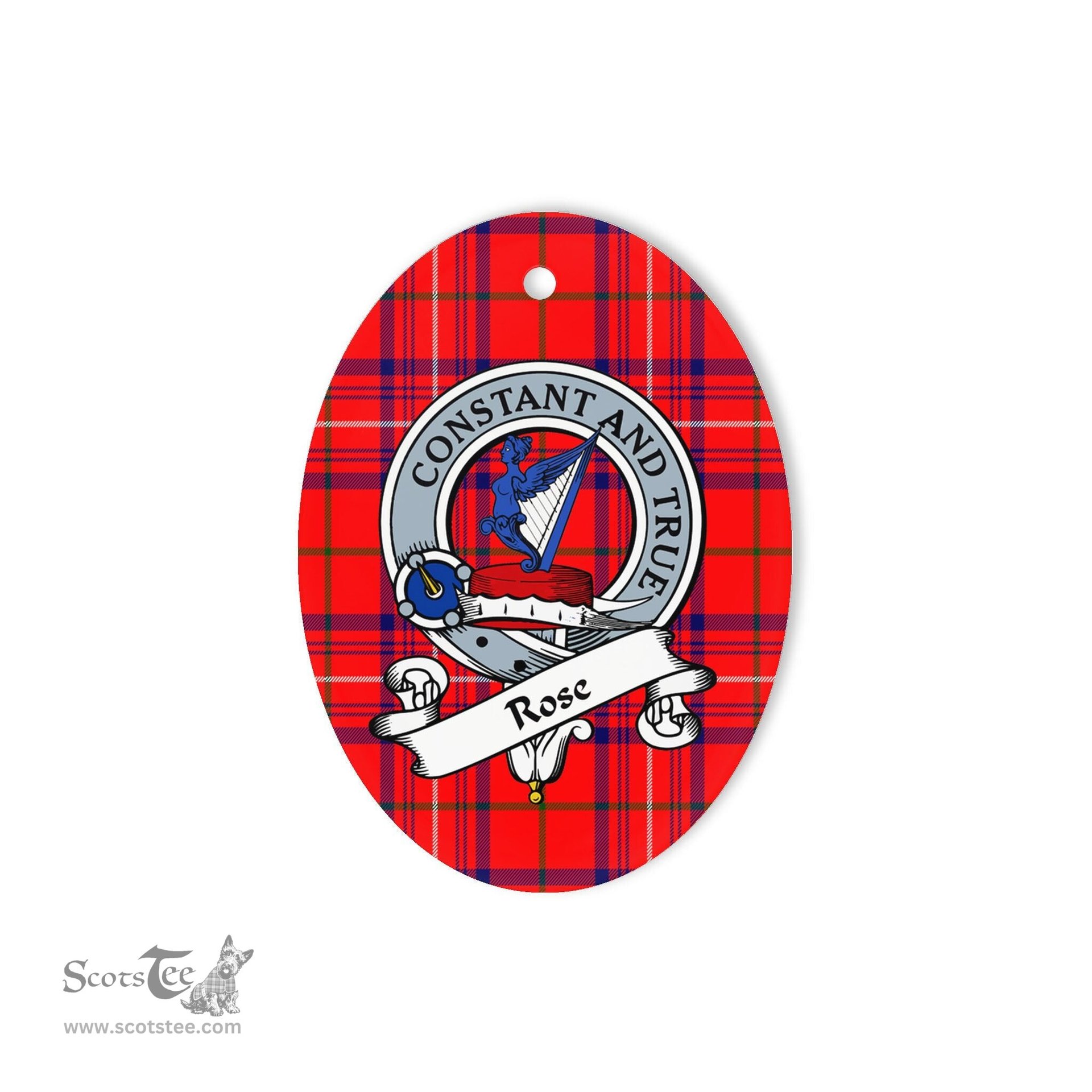 Rose Scottish Clan Badge Plaid Ornament Gift. Christmas Tree Ornament Rose Tartan Ornament,  ceramic ornament, personalized christmas ornaments, christmas tree ornaments, christmas door decorations, Plaid Ornament, Tartan Ceramic Ornament