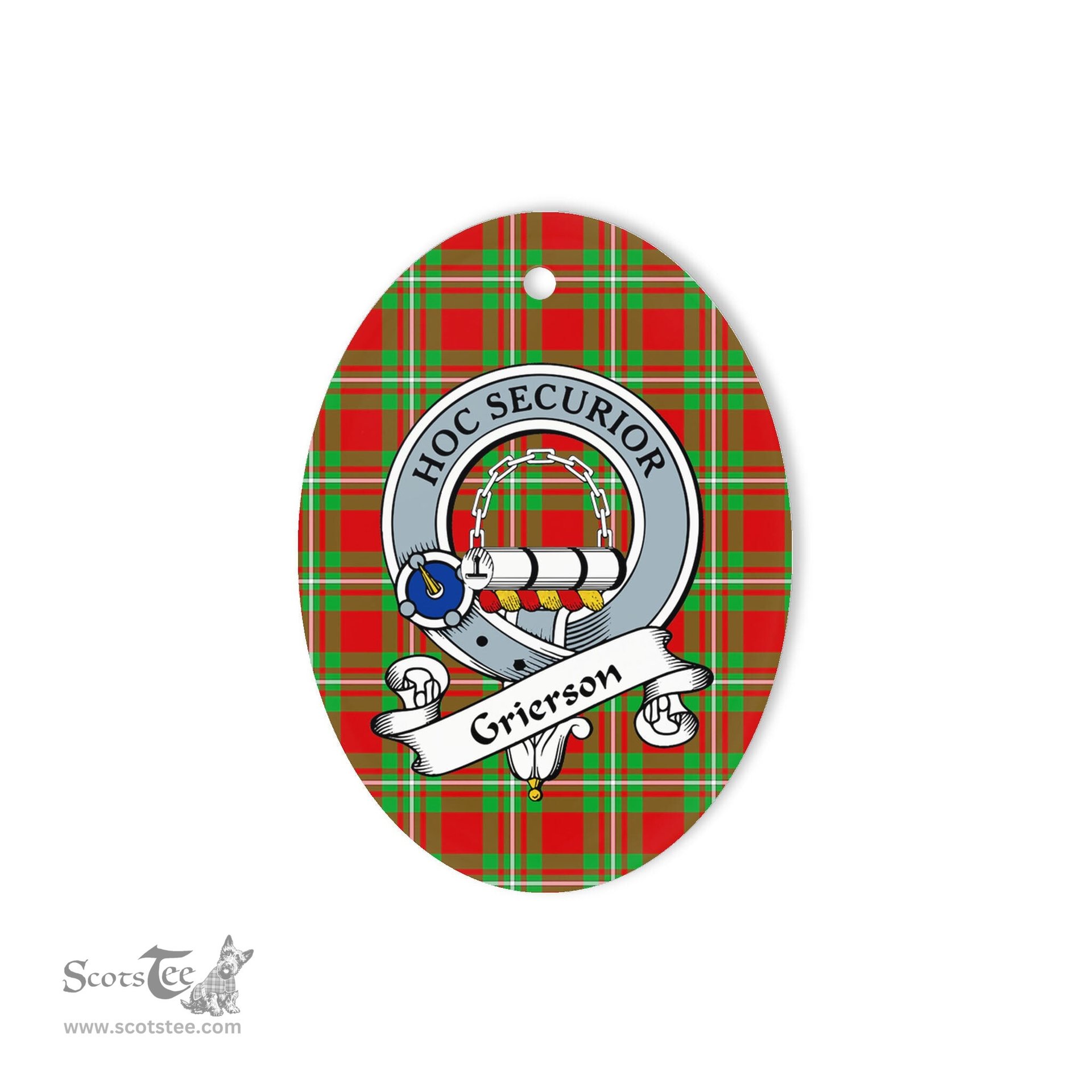 Grierson Scottish Clan Badge Plaid Ornament Gift. Christmas Tree Ornament Grierson Tartan Ornament,  ceramic ornament, personalized christmas ornaments, christmas tree ornaments, christmas door decorations, Plaid Ornament, Tartan Ceramic Ornament