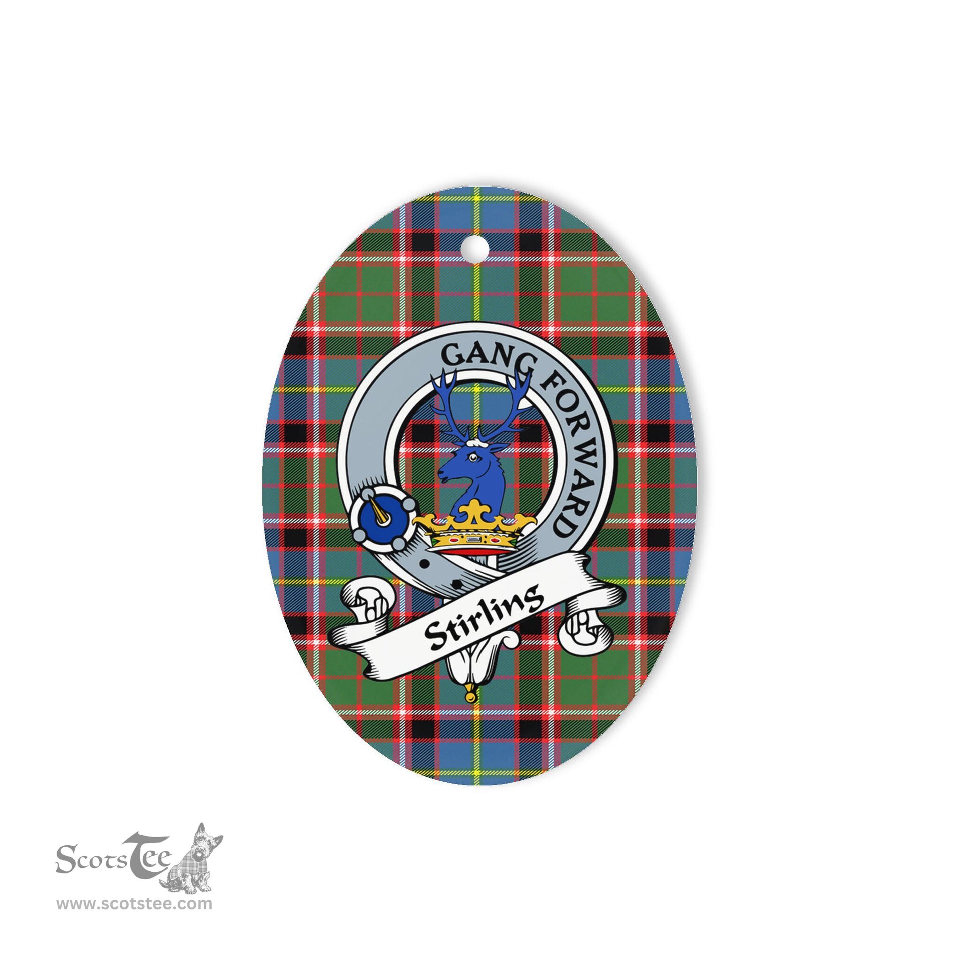 Stirling of Cadder Scottish Clan Badge Plaid Ornament Gift. Christmas Tree Ornament Stirling of Cadder Tartan Ornament,  ceramic ornament, personalized christmas ornaments, christmas tree ornaments, christmas door decorations, Plaid Ornament, Tartan Ceramic Ornament