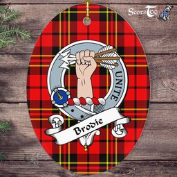 Brodie Scottish Clan Badge Plaid Ornament Gift. Christmas Tree Ornament Brodie Tartan Ornament,  ceramic ornament, personalized christmas ornaments, christmas tree ornaments, christmas door decorations, Plaid Ornament, Tartan Ceramic Ornament