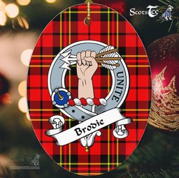 Brodie Scottish Clan Badge Plaid Ornament Gift. Christmas Tree Ornament Brodie Tartan Ornament,  ceramic ornament, personalized christmas ornaments, christmas tree ornaments, christmas door decorations, Plaid Ornament, Tartan Ceramic Ornament