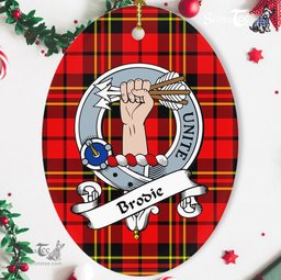Brodie Scottish Clan Badge Plaid Ornament Gift. Christmas Tree Ornament Brodie Tartan Ornament,  ceramic ornament, personalized christmas ornaments, christmas tree ornaments, christmas door decorations, Plaid Ornament, Tartan Ceramic Ornament