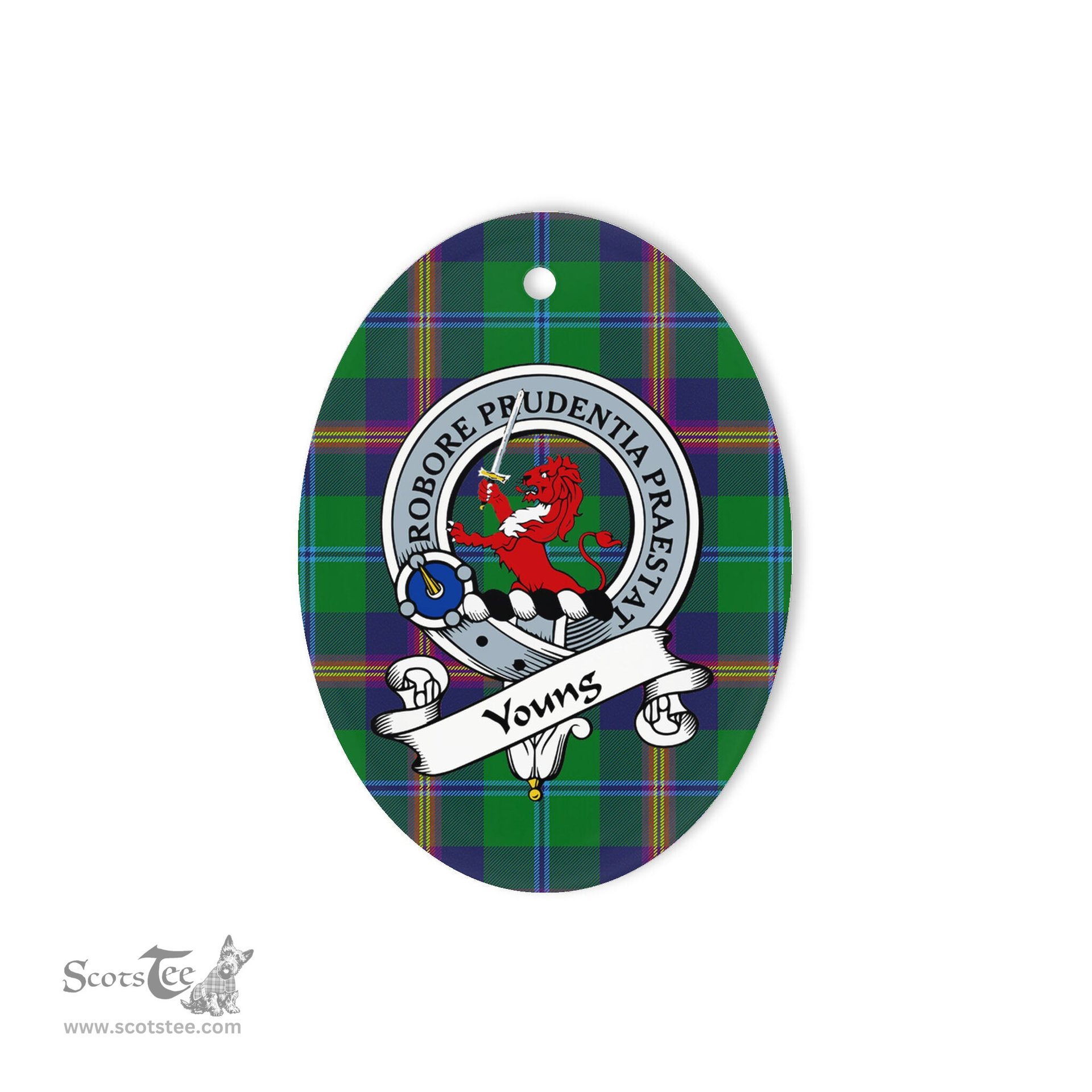 Young Scottish Clan Badge Plaid Ornament Gift. Christmas Tree Ornament Young Tartan Ornament,  ceramic ornament, personalized christmas ornaments, christmas tree ornaments, christmas door decorations, Plaid Ornament, Tartan Ceramic Ornament