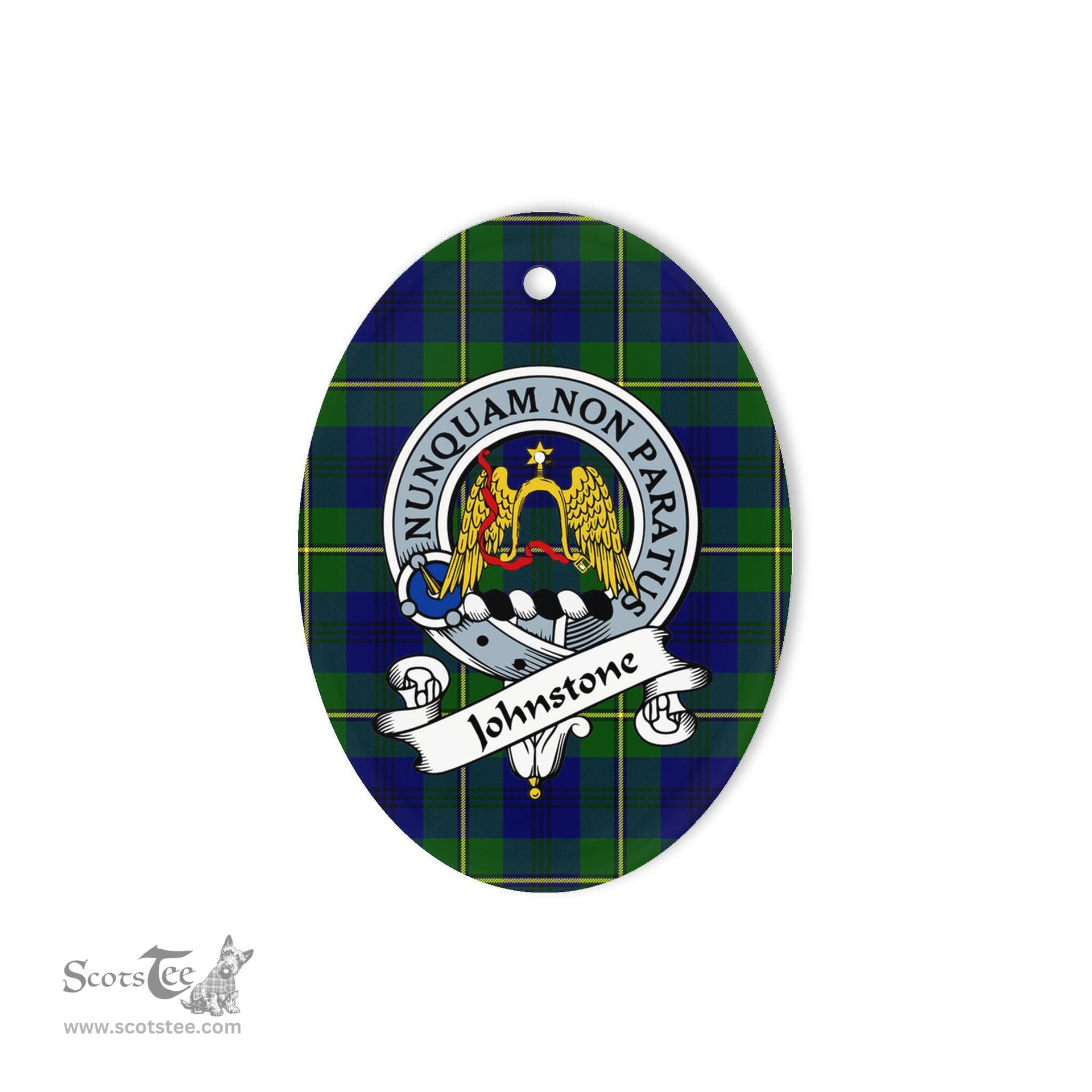 Johnstone Scottish Clan Badge Plaid Ornament Gift. Christmas Tree Ornament Johnstone Tartan Ornament,  ceramic ornament, personalized christmas ornaments, christmas tree ornaments, christmas door decorations, Plaid Ornament, Tartan Ceramic Ornament
