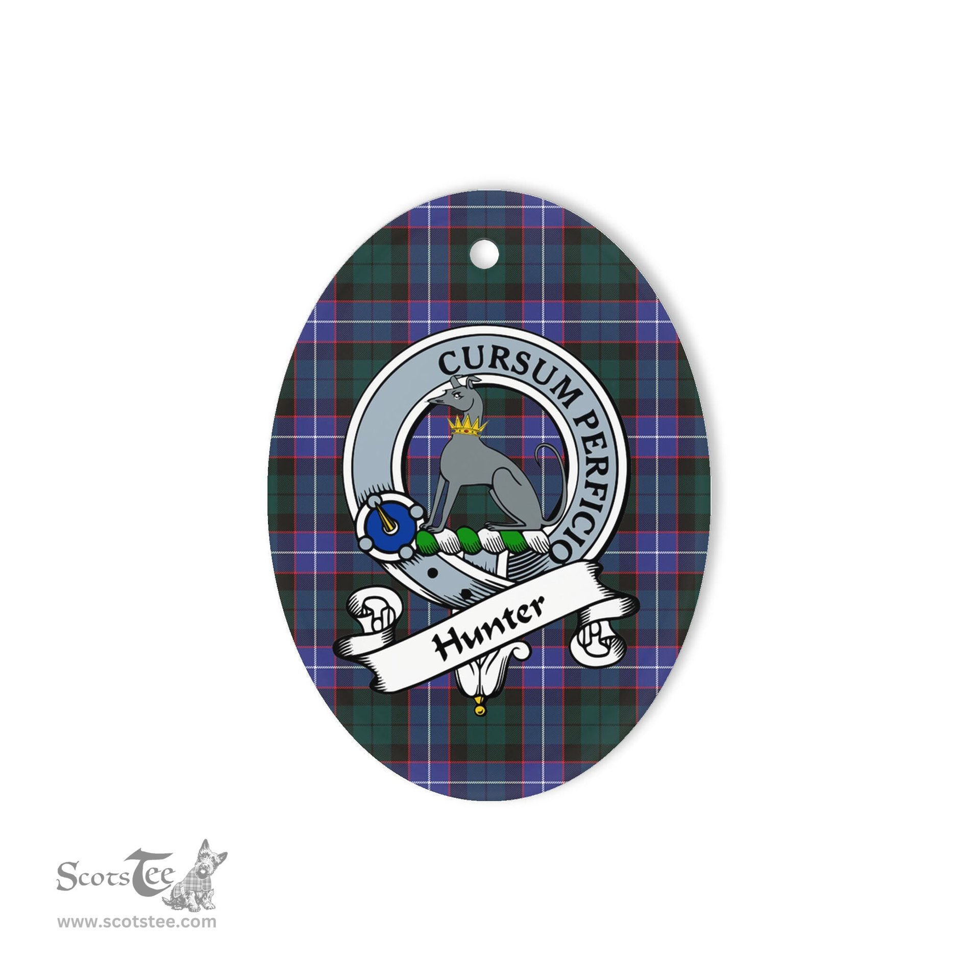 Hunter Scottish Clan Badge Plaid Ornament Gift. Christmas Tree Ornament Hunter Tartan Ornament,  ceramic ornament, personalized christmas ornaments, christmas tree ornaments, christmas door decorations, Plaid Ornament, Tartan Ceramic Ornament