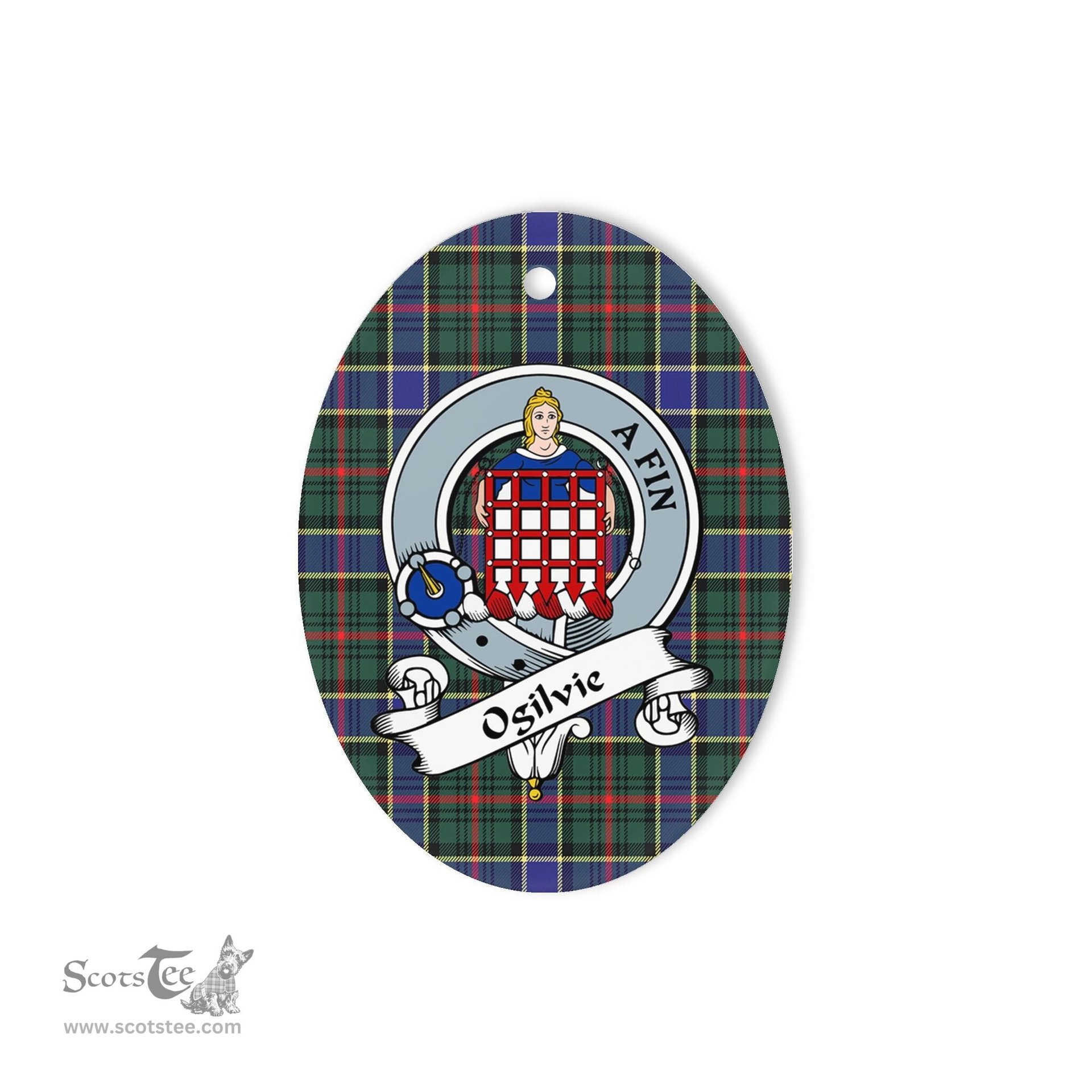 Ogilvie Scottish Clan Badge Plaid Ornament Gift. Christmas Tree Ornament Ogilvie Tartan Ornament,  ceramic ornament, personalized christmas ornaments, christmas tree ornaments, christmas door decorations, Plaid Ornament, Tartan Ceramic Ornament