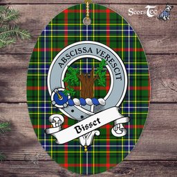Bisset Scottish Clan Badge Plaid Ornament Gift. Christmas Tree Ornament Bisset Tartan Ornament,  ceramic ornament, personalized christmas ornaments, christmas tree ornaments, christmas door decorations, Plaid Ornament, Tartan Ceramic Ornament