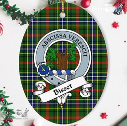 Bisset Scottish Clan Badge Plaid Ornament Gift. Christmas Tree Ornament Bisset Tartan Ornament,  ceramic ornament, personalized christmas ornaments, christmas tree ornaments, christmas door decorations, Plaid Ornament, Tartan Ceramic Ornament
