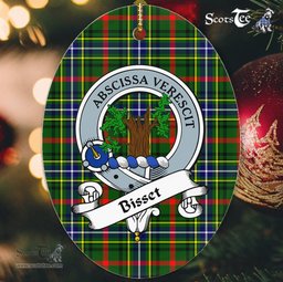 Bisset Scottish Clan Badge Plaid Ornament Gift. Christmas Tree Ornament Bisset Tartan Ornament,  ceramic ornament, personalized christmas ornaments, christmas tree ornaments, christmas door decorations, Plaid Ornament, Tartan Ceramic Ornament