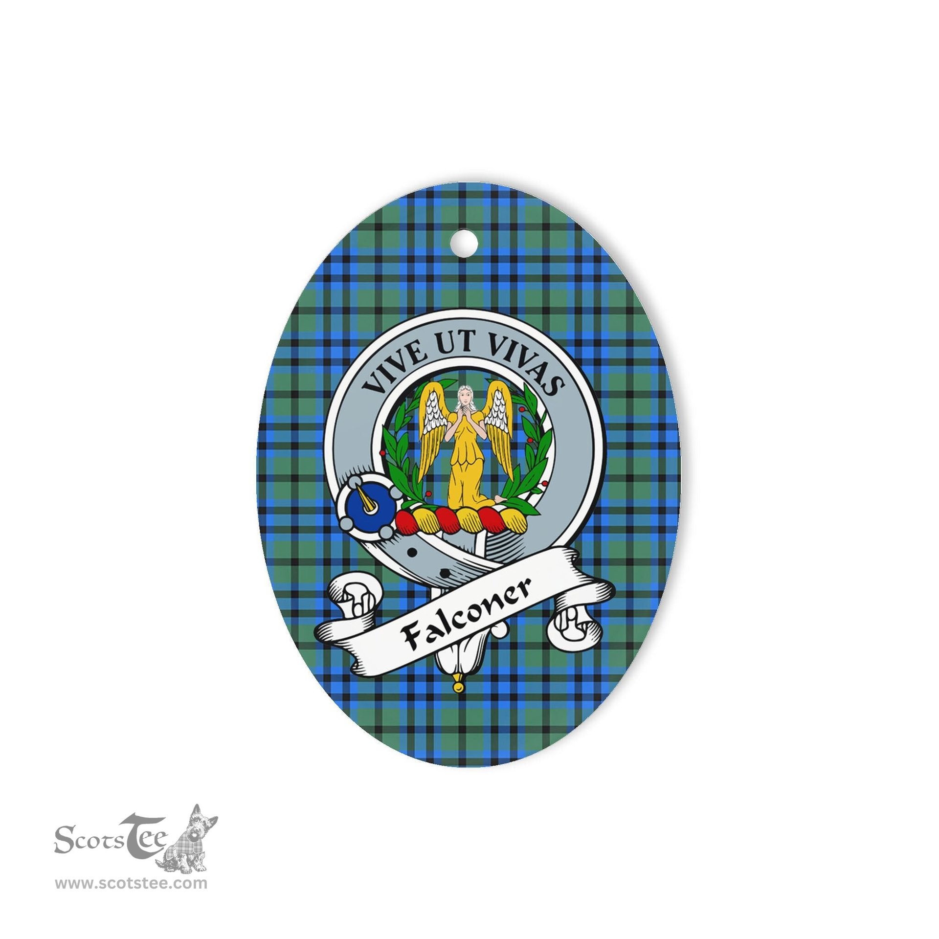 Falconer Scottish Clan Badge Plaid Ornament Gift. Christmas Tree Ornament Falconer Tartan Ornament,  ceramic ornament, personalized christmas ornaments, christmas tree ornaments, christmas door decorations, Plaid Ornament, Tartan Ceramic Ornament