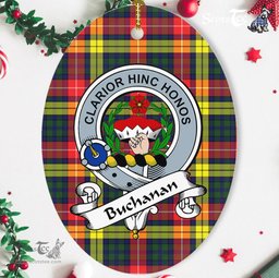 Buchanan Scottish Clan Badge Plaid Ornament Gift. Christmas Tree Ornament Buchanan Tartan Ornament,  ceramic ornament, personalized christmas ornaments, christmas tree ornaments, christmas door decorations, Plaid Ornament, Tartan Ceramic Ornament