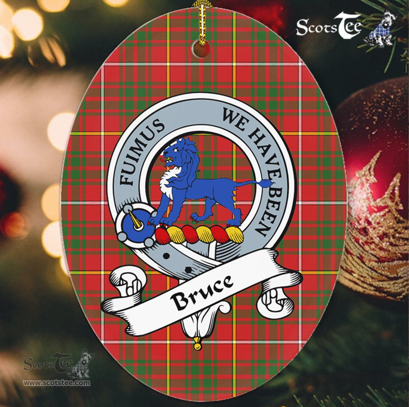 Bruce Scottish Clan Badge Plaid Ornament Gift. Christmas Tree Ornament Bruce Tartan Ornament,  ceramic ornament, personalized christmas ornaments, christmas tree ornaments, christmas door decorations, Plaid Ornament, Tartan Ceramic Ornament
