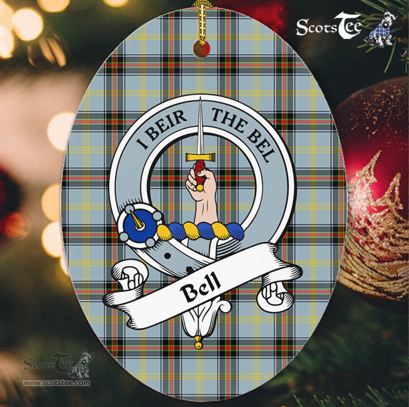 Bell Scottish Clan Badge Plaid Ornament Gift. Christmas Tree Ornament Bell Tartan Ornament,  ceramic ornament, personalized christmas ornaments, christmas tree ornaments, christmas door decorations, Plaid Ornament, Tartan Ceramic Ornament