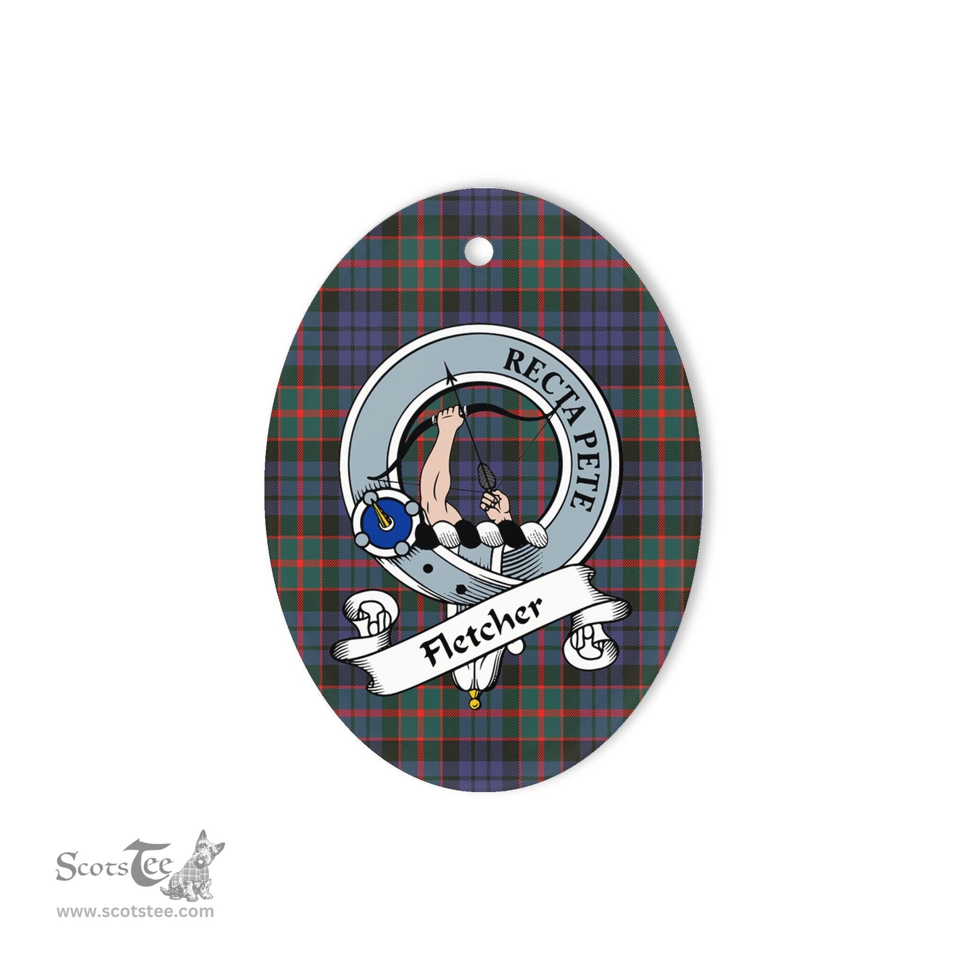 Fletcher Scottish Clan Badge Plaid Ornament Gift. Christmas Tree Ornament Fletcher Tartan Ornament,  ceramic ornament, personalized christmas ornaments, christmas tree ornaments, christmas door decorations, Plaid Ornament, Tartan Ceramic Ornament