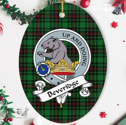 Beveridge Scottish Clan Badge Plaid Ornament Gift. Christmas Tree Ornament Beveridge Tartan Ornament,  ceramic ornament, personalized christmas ornaments, christmas tree ornaments, christmas door decorations, Plaid Ornament, Tartan Ceramic Ornament