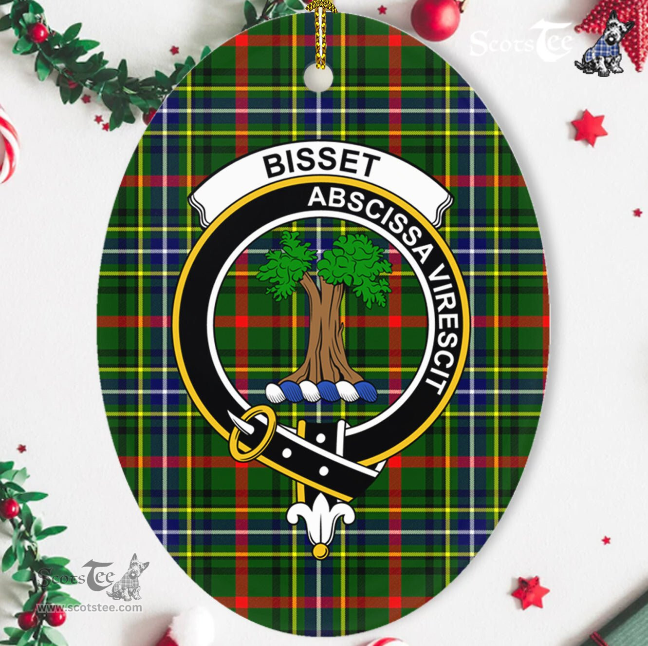 Bisset Scottish Clan Plaid Ornament Gift. Christmas Tree Ornament Bisset Clan Tartan Ornament,  ceramic ornament, personalized christmas ornaments, christmas tree ornaments, christmas door decorations, Plaid Ornament, Tartan Ceramic Ornament