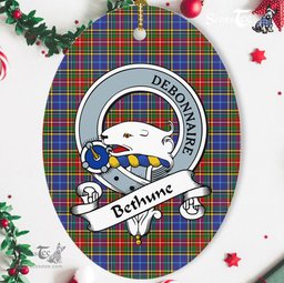 Bethune Scottish Clan Badge Plaid Ornament Gift. Christmas Tree Ornament Bethune Tartan Ornament,  ceramic ornament, personalized christmas ornaments, christmas tree ornaments, christmas door decorations, Plaid Ornament, Tartan Ceramic Ornament