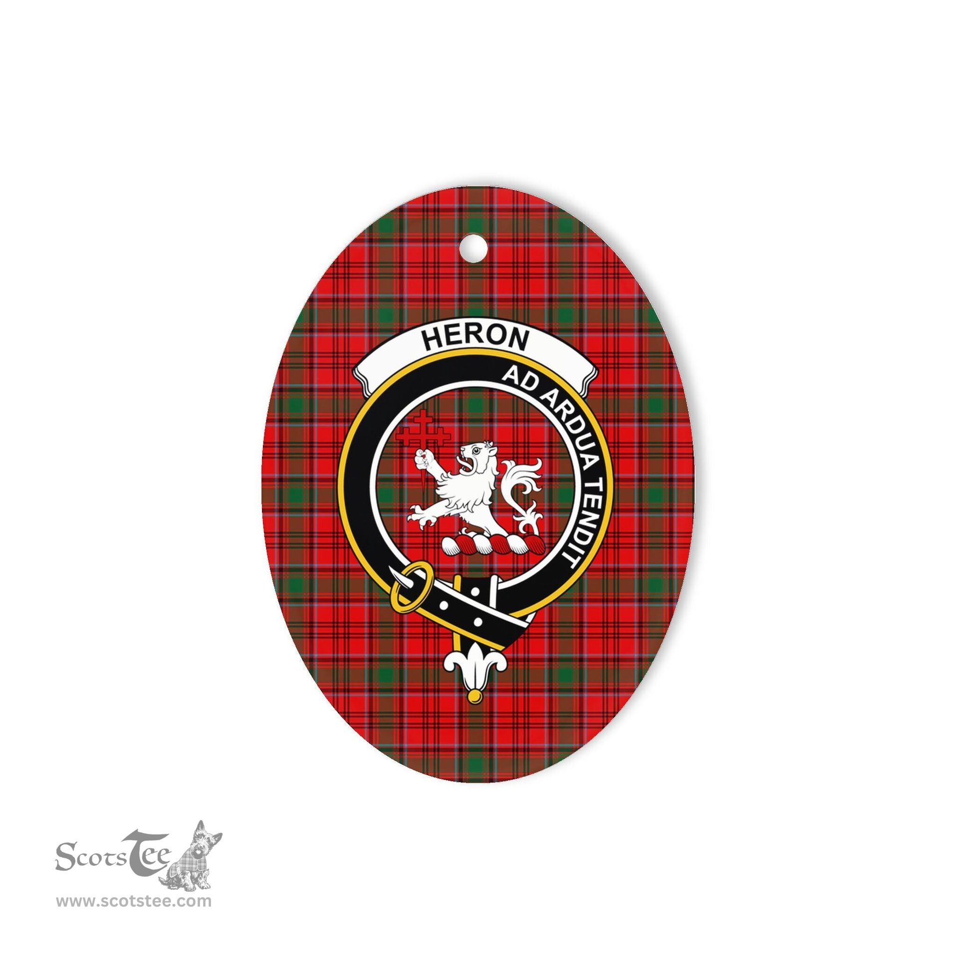 Heron Scottish Clan Plaid Ornament Gift. Christmas Tree Ornament Heron Clan Tartan Ornament,  ceramic ornament, personalized christmas ornaments, christmas tree ornaments, christmas door decorations, Plaid Ornament, Tartan Ceramic Ornament