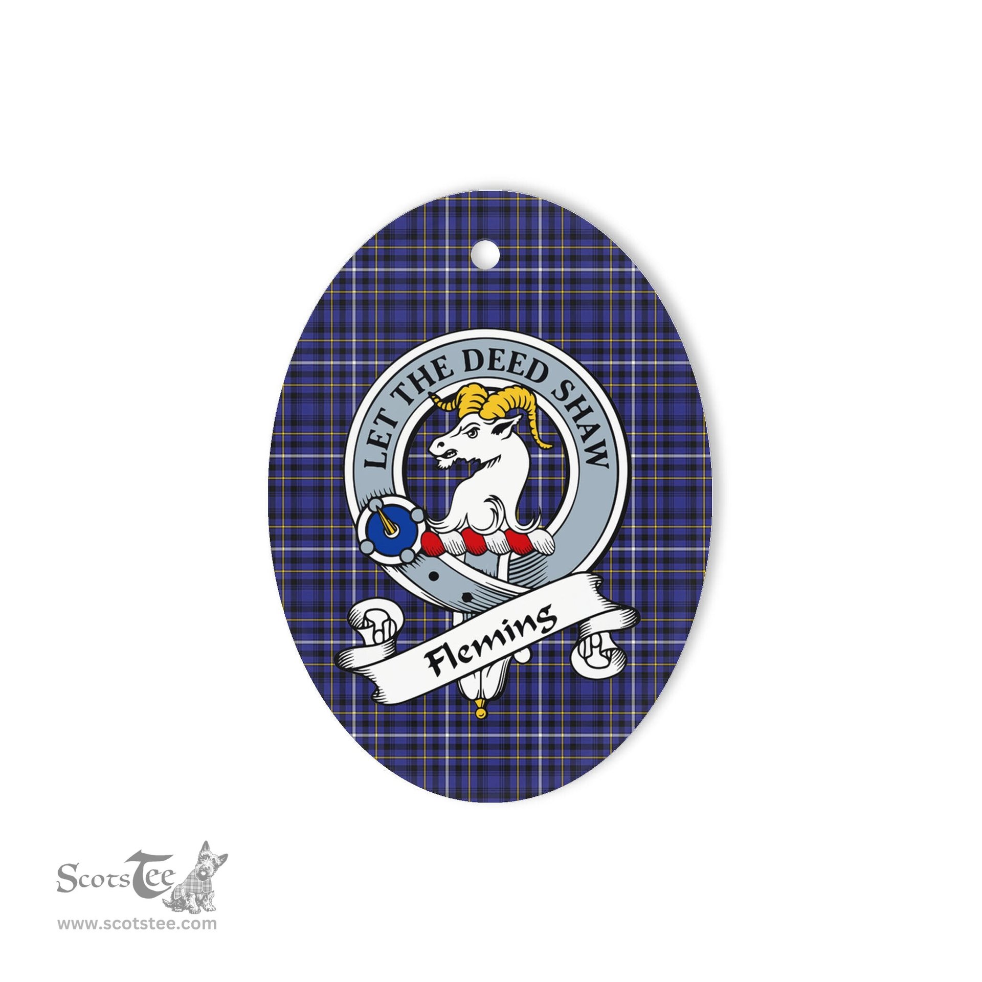 Fleming Scottish Clan Badge Plaid Ornament Gift. Christmas Tree Ornament Fleming Tartan Ornament,  ceramic ornament, personalized christmas ornaments, christmas tree ornaments, christmas door decorations, Plaid Ornament, Tartan Ceramic Ornament