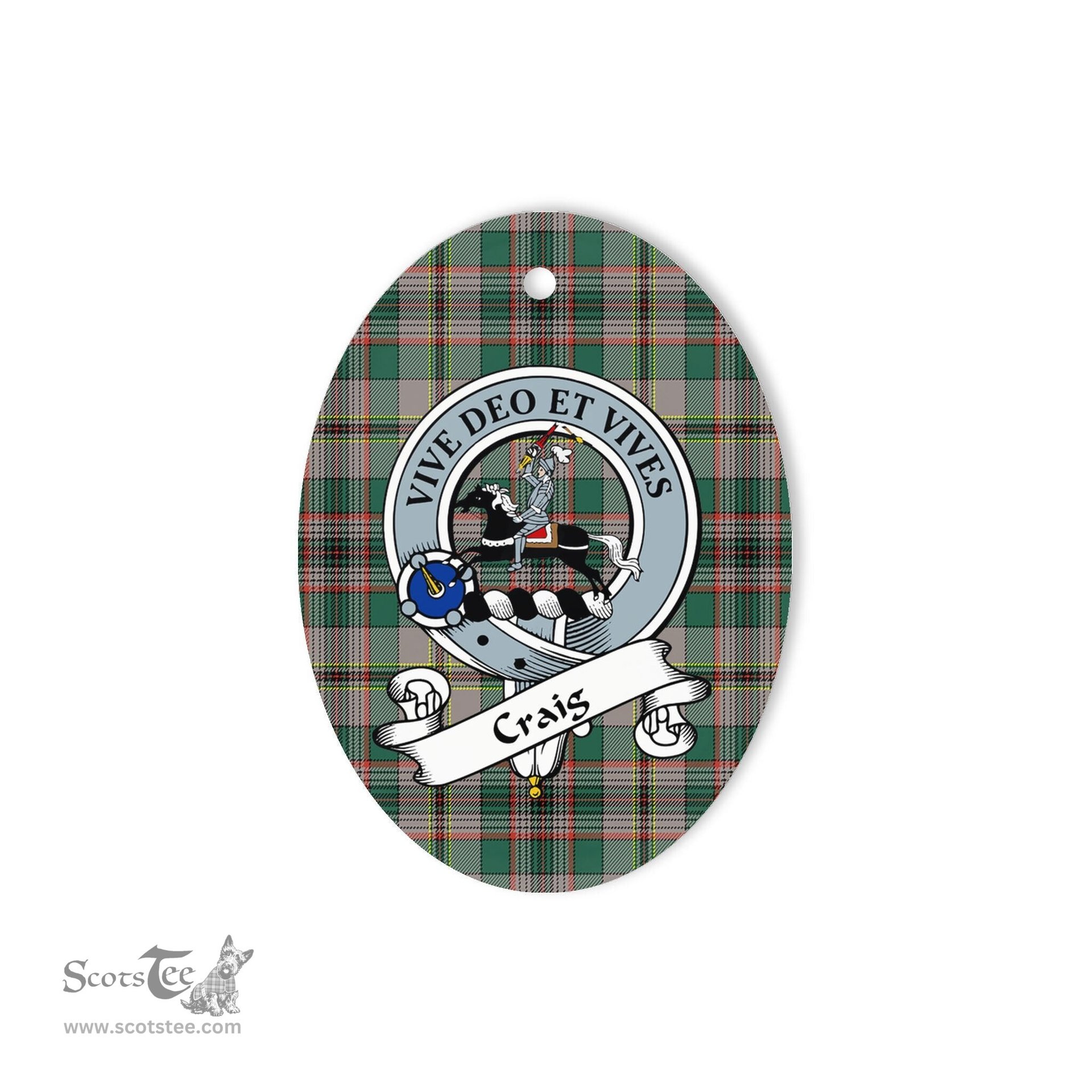 Craig Scottish Clan Badge Plaid Ornament Gift. Christmas Tree Ornament Craig Tartan Ornament,  ceramic ornament, personalized christmas ornaments, christmas tree ornaments, christmas door decorations, Plaid Ornament, Tartan Ceramic Ornament