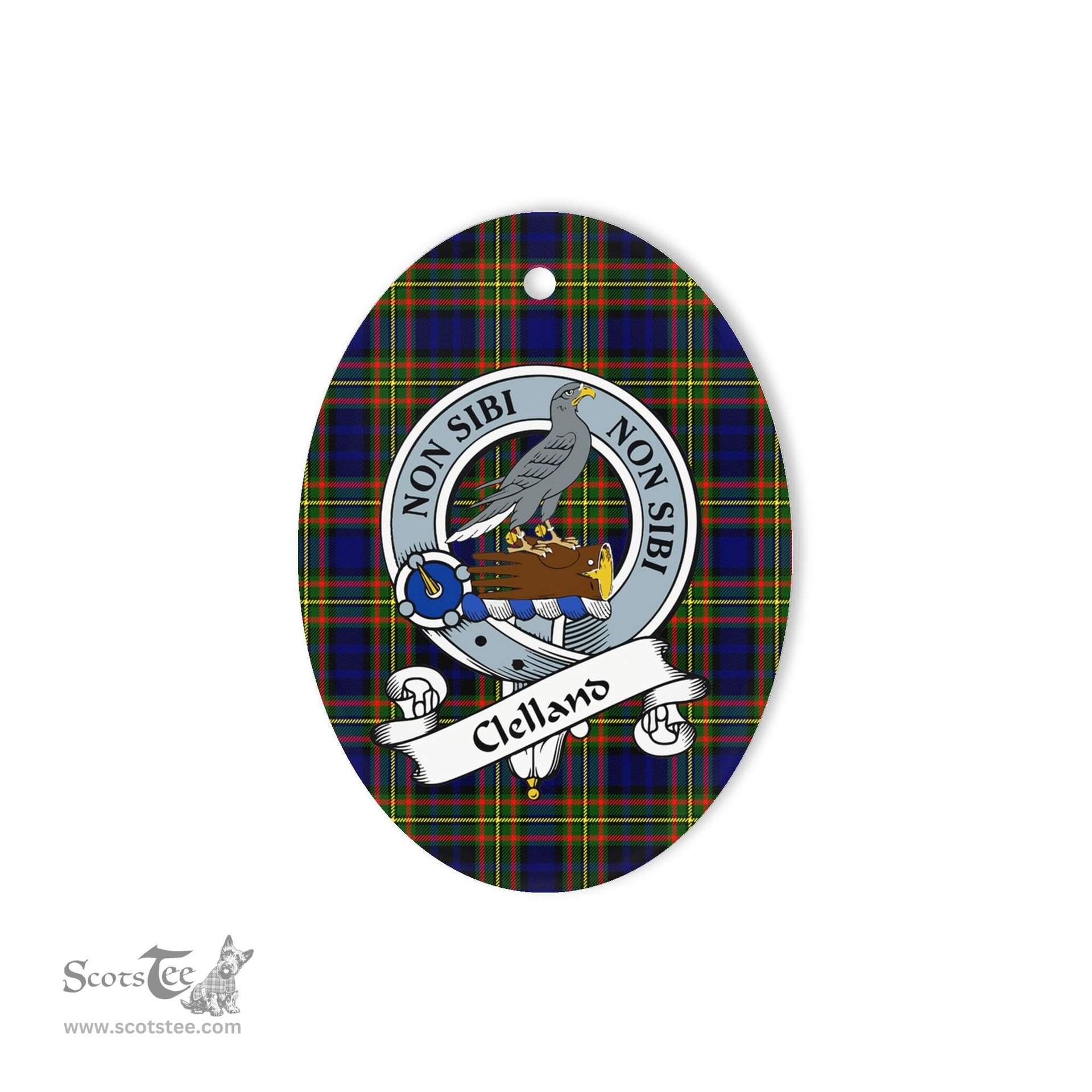 Clelland Scottish Clan Badge Plaid Ornament Gift. Christmas Tree Ornament Clelland Tartan Ornament,  ceramic ornament, personalized christmas ornaments, christmas tree ornaments, christmas door decorations, Plaid Ornament, Tartan Ceramic Ornament
