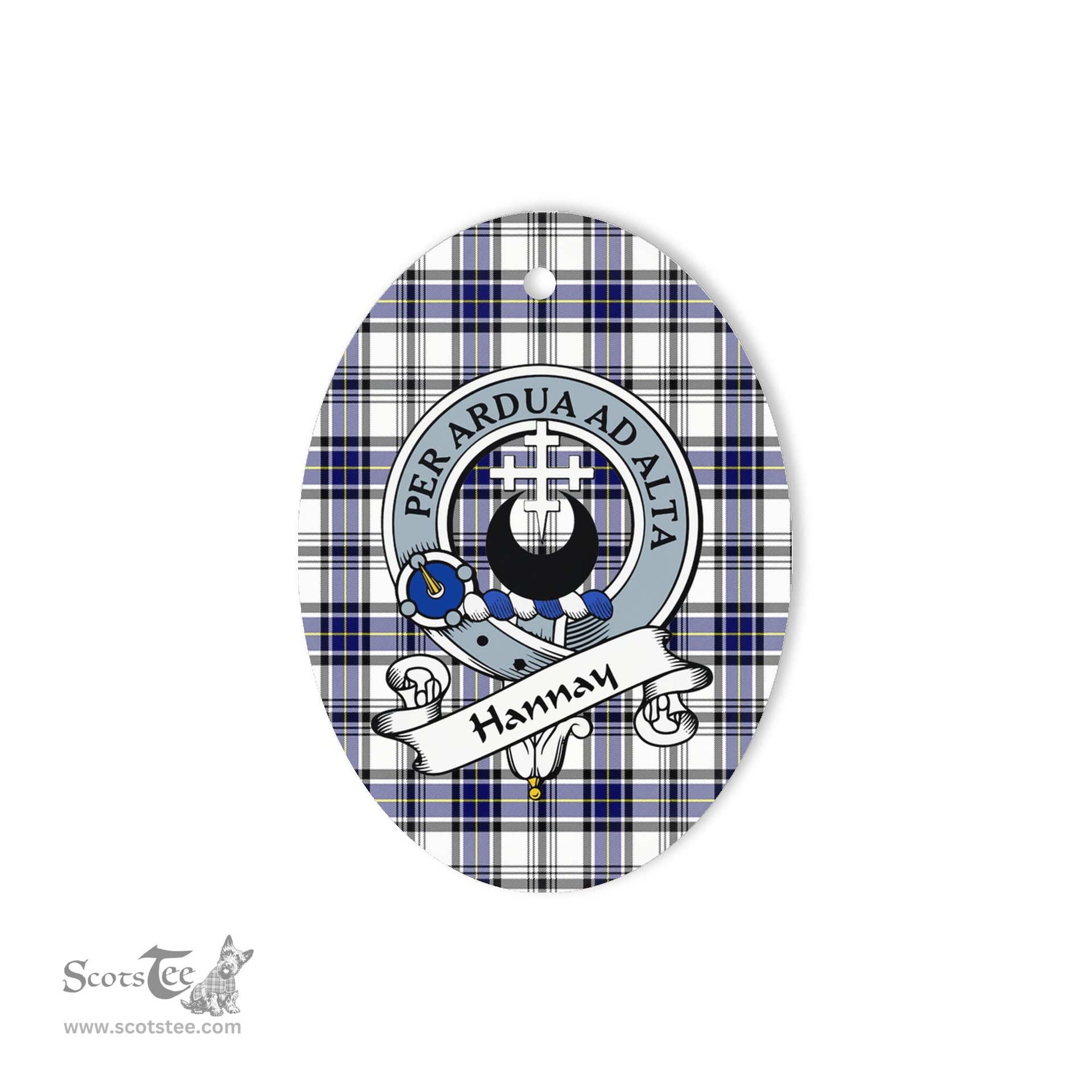 Hannay Scottish Clan Badge Plaid Ornament Gift. Christmas Tree Ornament Hannay Tartan Ornament,  ceramic ornament, personalized christmas ornaments, christmas tree ornaments, christmas door decorations, Plaid Ornament, Tartan Ceramic Ornament