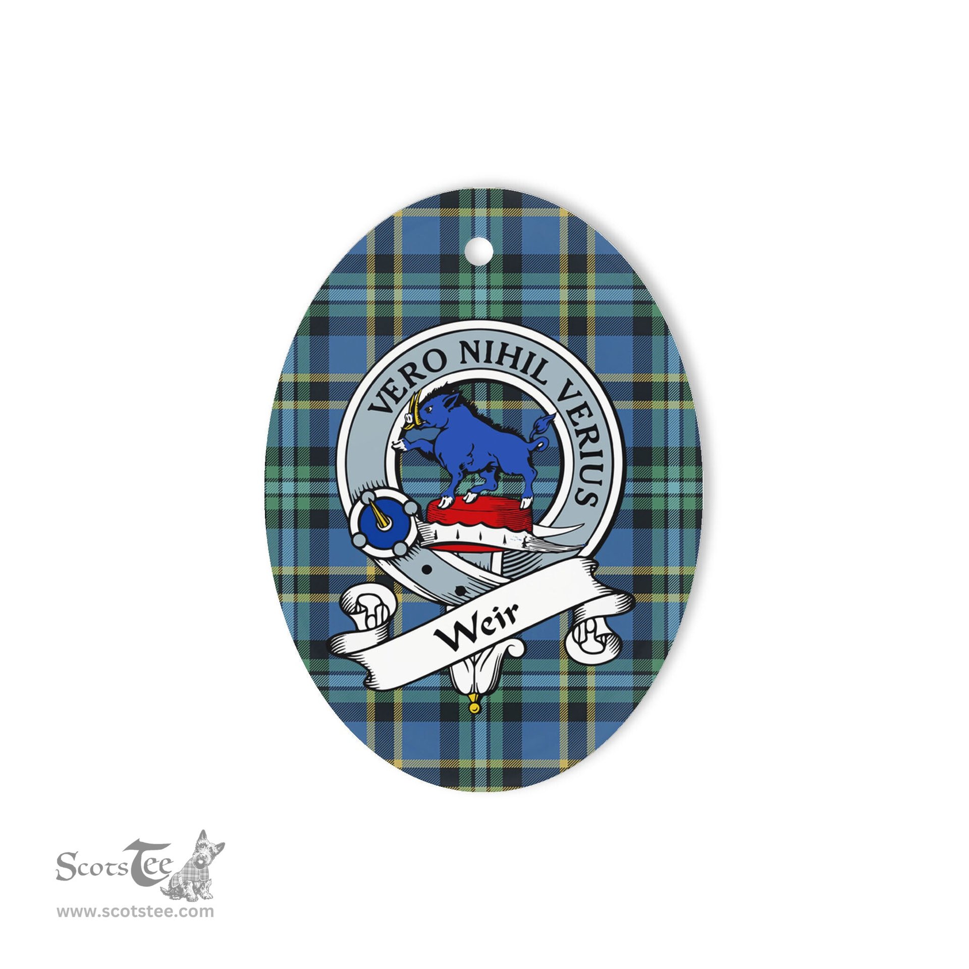Weir Scottish Clan Badge Plaid Ornament Gift. Christmas Tree Ornament Weir Tartan Ornament,  ceramic ornament, personalized christmas ornaments, christmas tree ornaments, christmas door decorations, Plaid Ornament, Tartan Ceramic Ornament