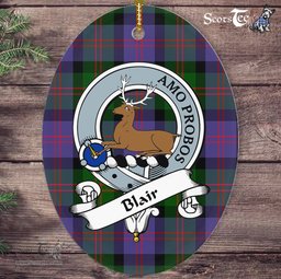 Blair Scottish Clan Badge Plaid Ornament Gift. Christmas Tree Ornament Blair Tartan Ornament,  ceramic ornament, personalized christmas ornaments, christmas tree ornaments, christmas door decorations, Plaid Ornament, Tartan Ceramic Ornament