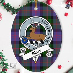 Blair Scottish Clan Badge Plaid Ornament Gift. Christmas Tree Ornament Blair Tartan Ornament,  ceramic ornament, personalized christmas ornaments, christmas tree ornaments, christmas door decorations, Plaid Ornament, Tartan Ceramic Ornament