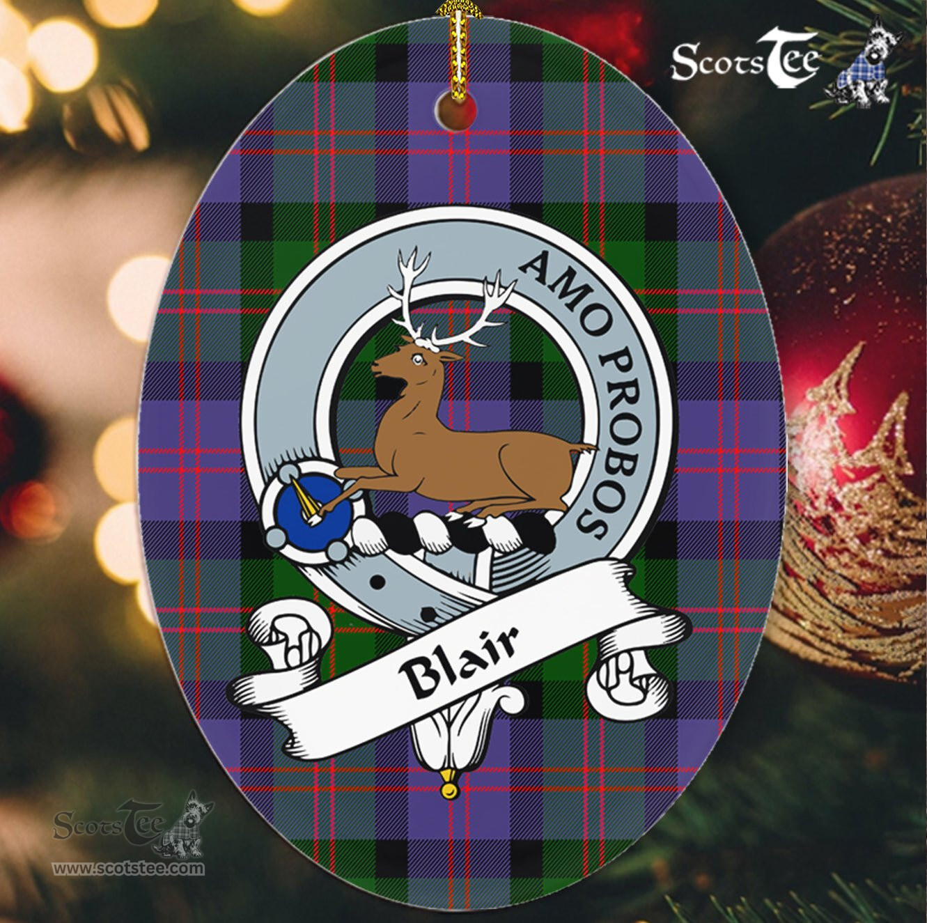Blair Scottish Clan Badge Plaid Ornament Gift. Christmas Tree Ornament Blair Tartan Ornament,  ceramic ornament, personalized christmas ornaments, christmas tree ornaments, christmas door decorations, Plaid Ornament, Tartan Ceramic Ornament