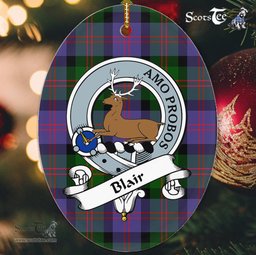 Blair Scottish Clan Badge Plaid Ornament Gift. Christmas Tree Ornament Blair Tartan Ornament,  ceramic ornament, personalized christmas ornaments, christmas tree ornaments, christmas door decorations, Plaid Ornament, Tartan Ceramic Ornament