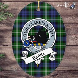 Baillie Scottish Clan Badge Plaid Ornament Gift. Christmas Tree Ornament Baillie Tartan Ornament,  ceramic ornament, personalized christmas ornaments, christmas tree ornaments, christmas door decorations, Plaid Ornament, Tartan Ceramic Ornament